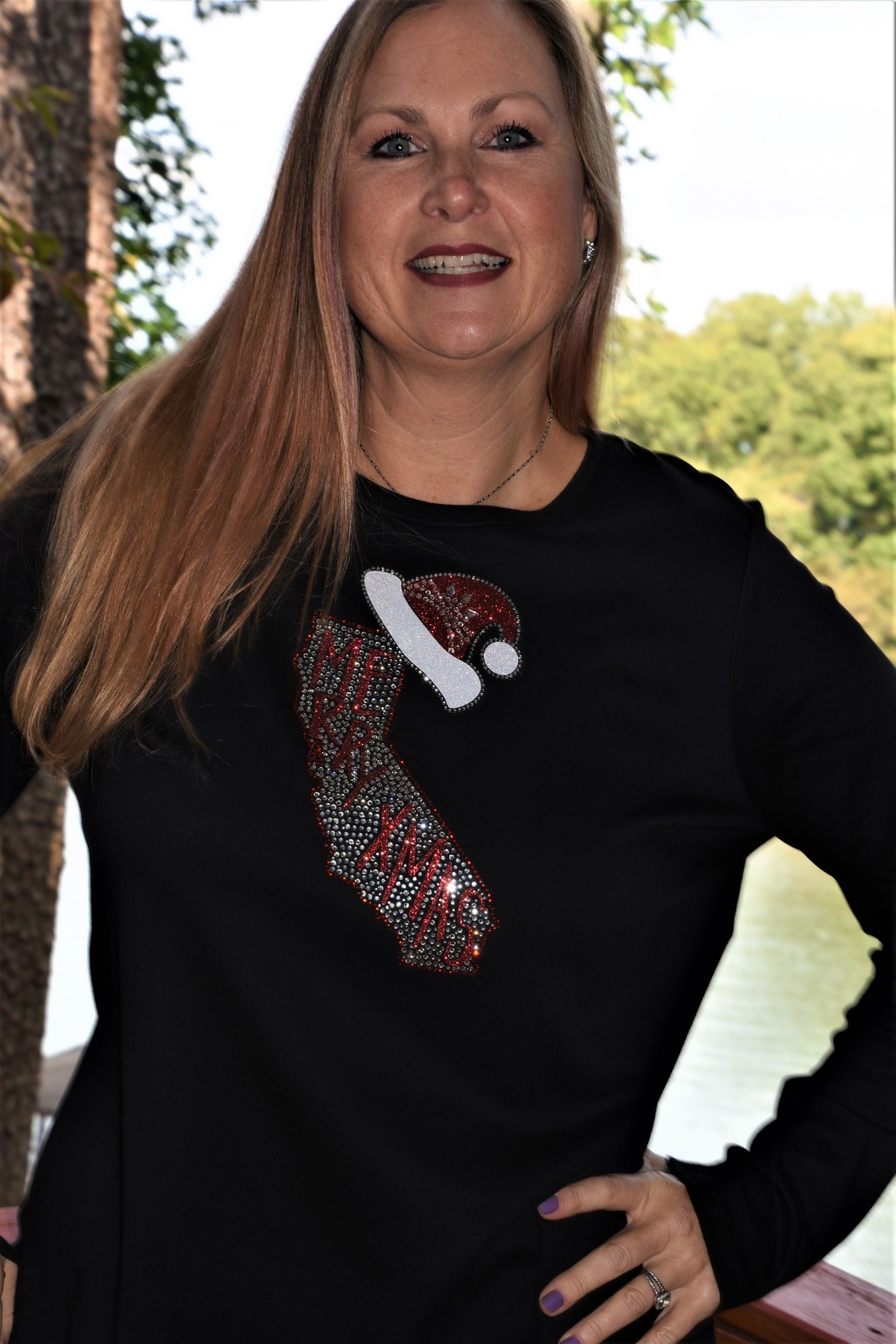 California Christmas rhinestone glitter shirt XS S M L XL XXL 1X 2X 3X 4X 5X