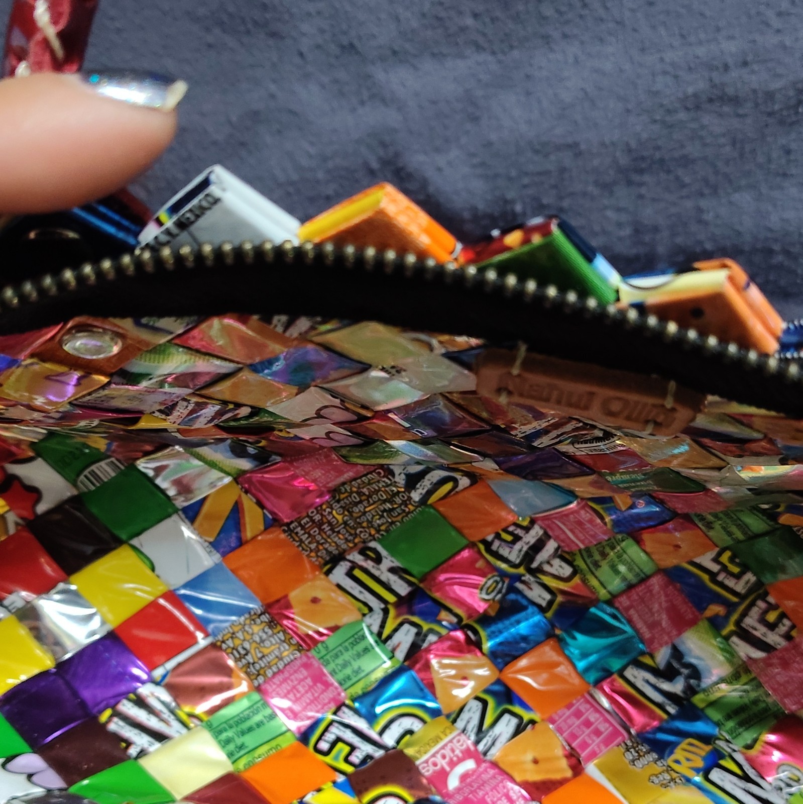 Nahui Ollin Multicolor Woven Candy Wrapper Bag