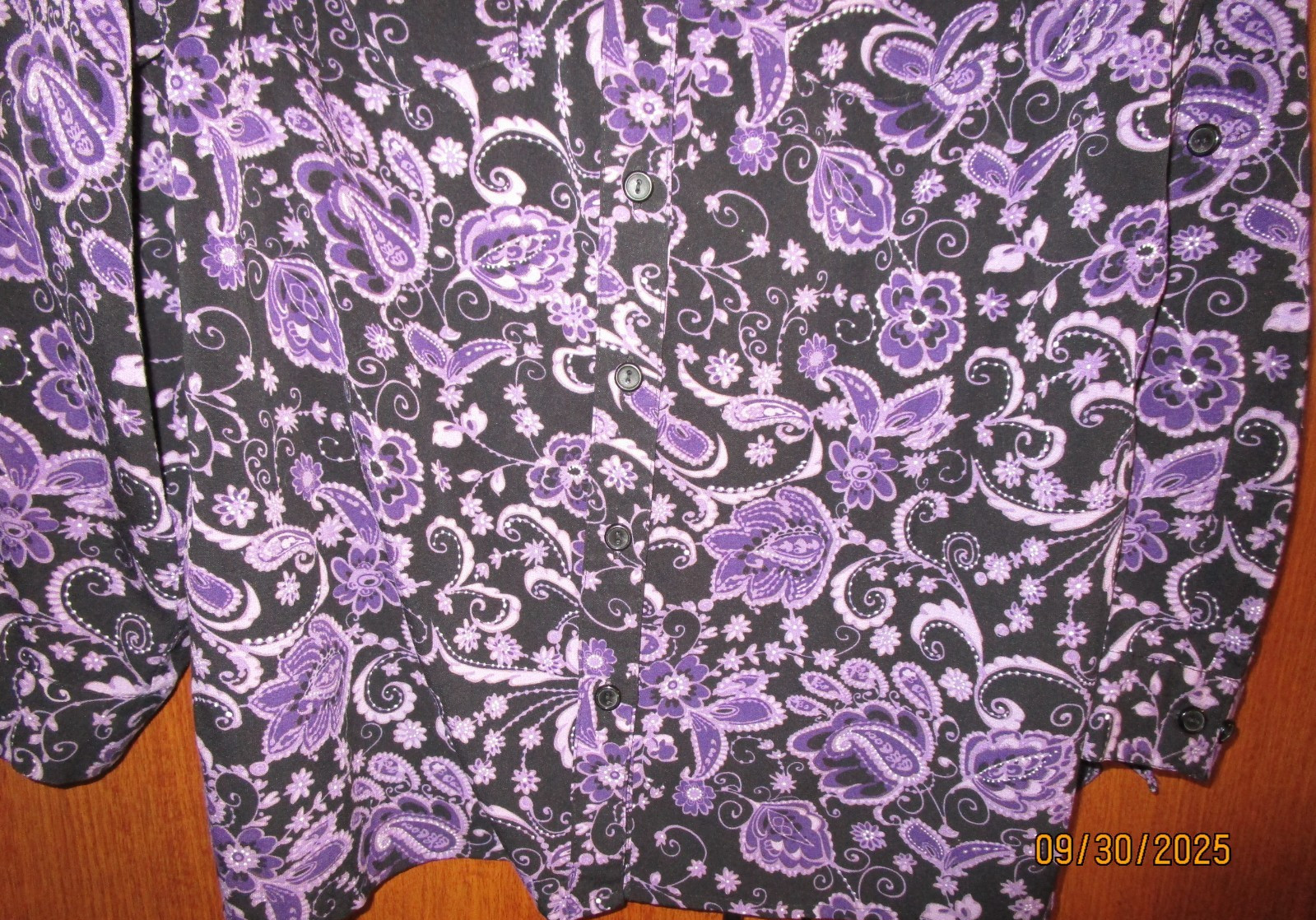 Notations Purple Black Blouse Sz 1X Polyester & Spandex Bust 46 Length 27.5 in