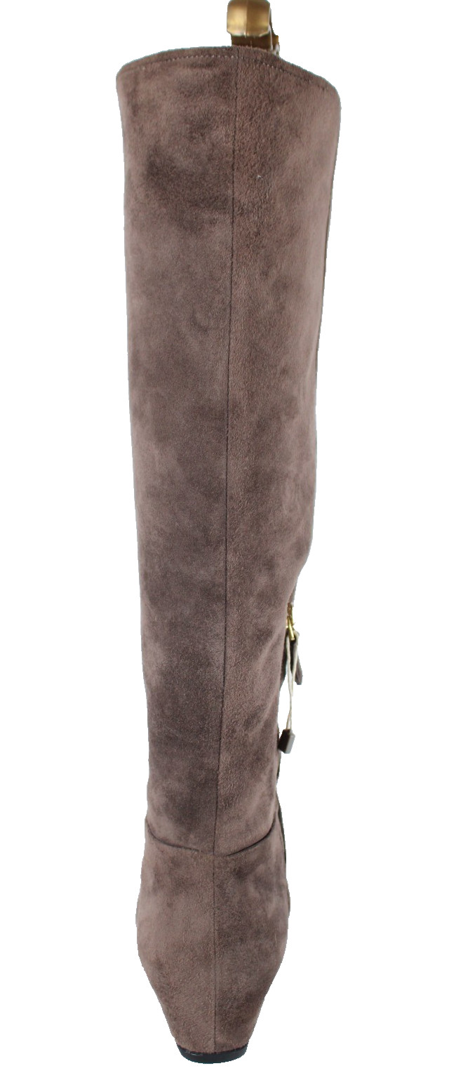 PRADA Cocoa Brown Suede Knee High Hidden Wedge Boots 36.5