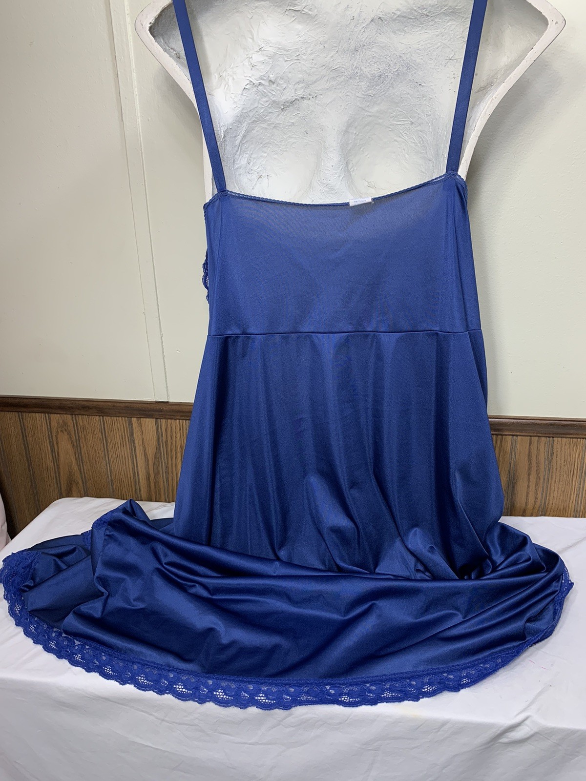 Nylon Slip Dress Plus XXL Size 54 Ribbon Bow Lace Tiered Prairie Ruffle
