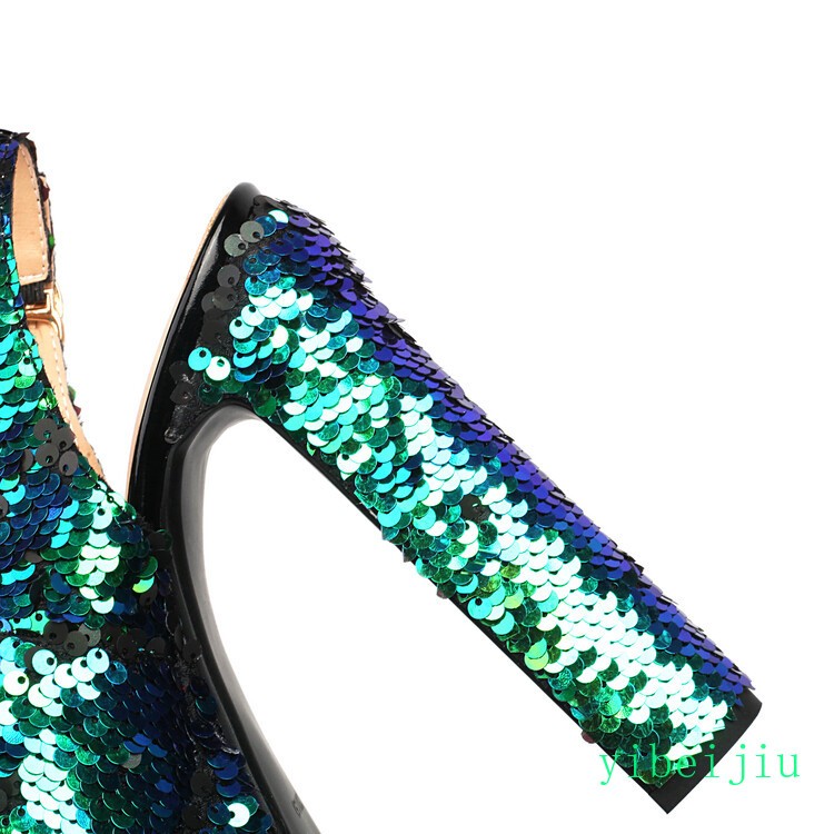 Women’s Detachable Chain High Heel Slingbacks Glitter Sequins Shoes Performance