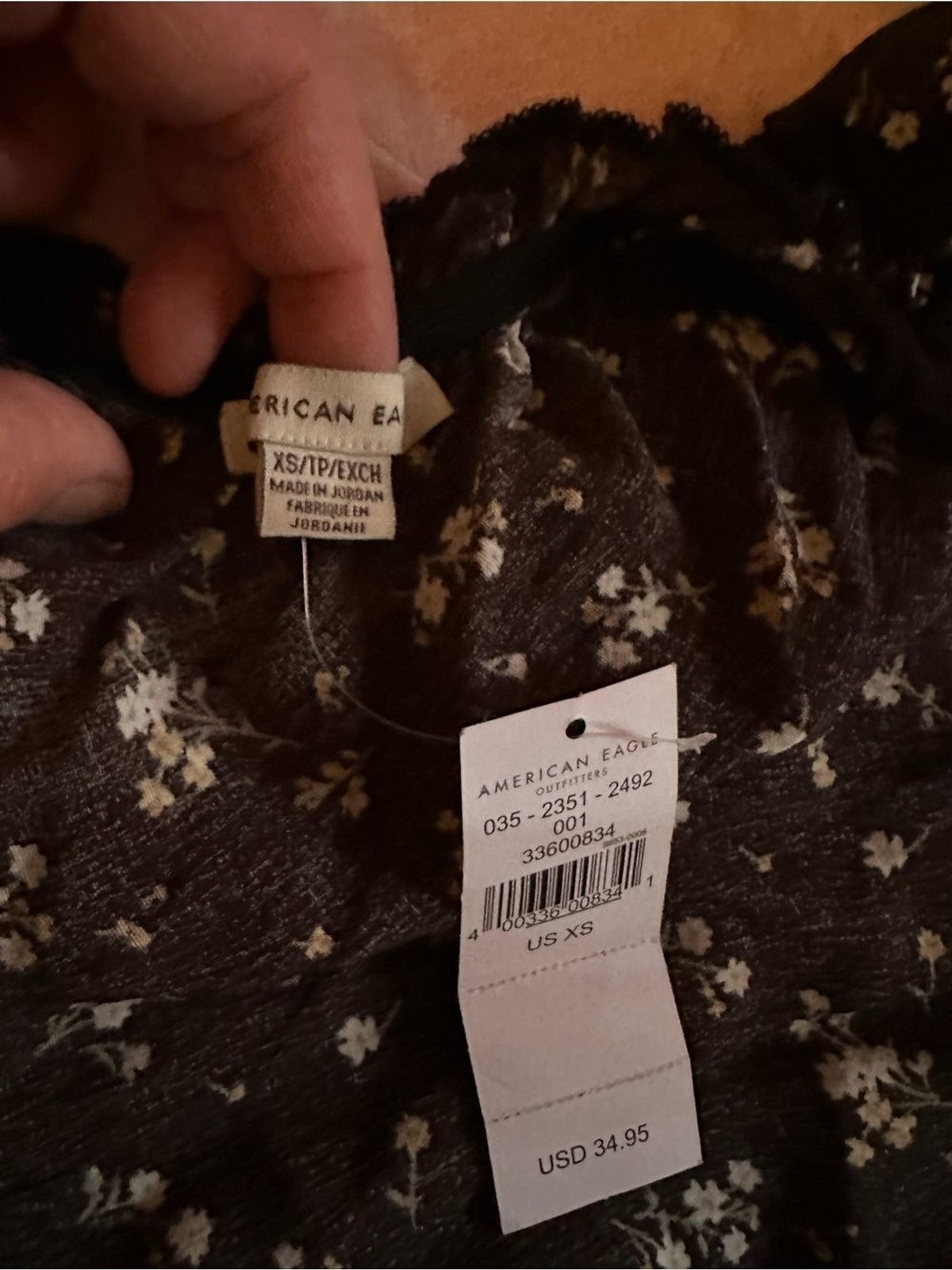 NWT American Eagle Outfitters Floral Open Back Tie Crop Top size XS