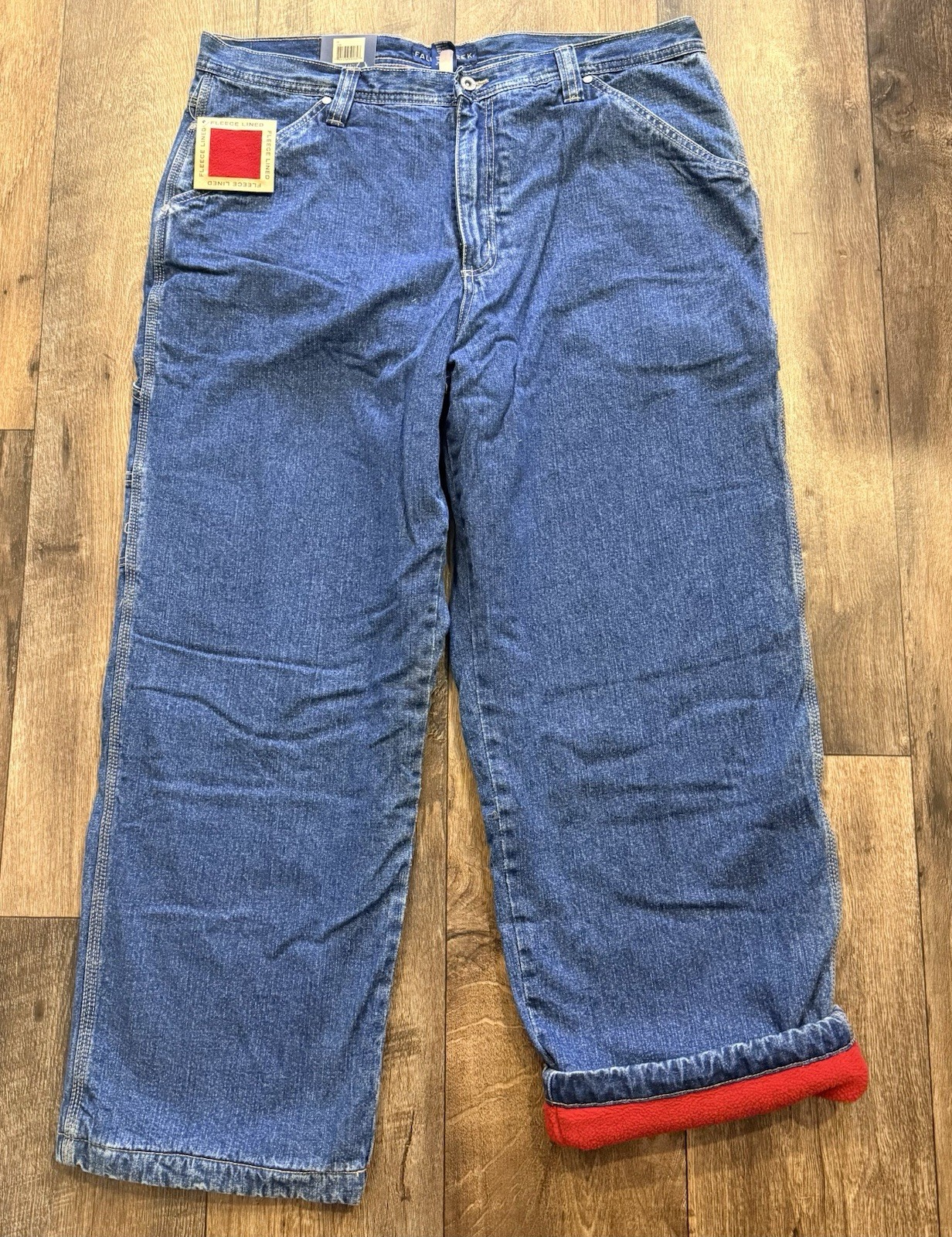 Falls Creek Carpenter Jeans Men 38×30 Fleece Lined Blue Outdoors Work Barn Chore