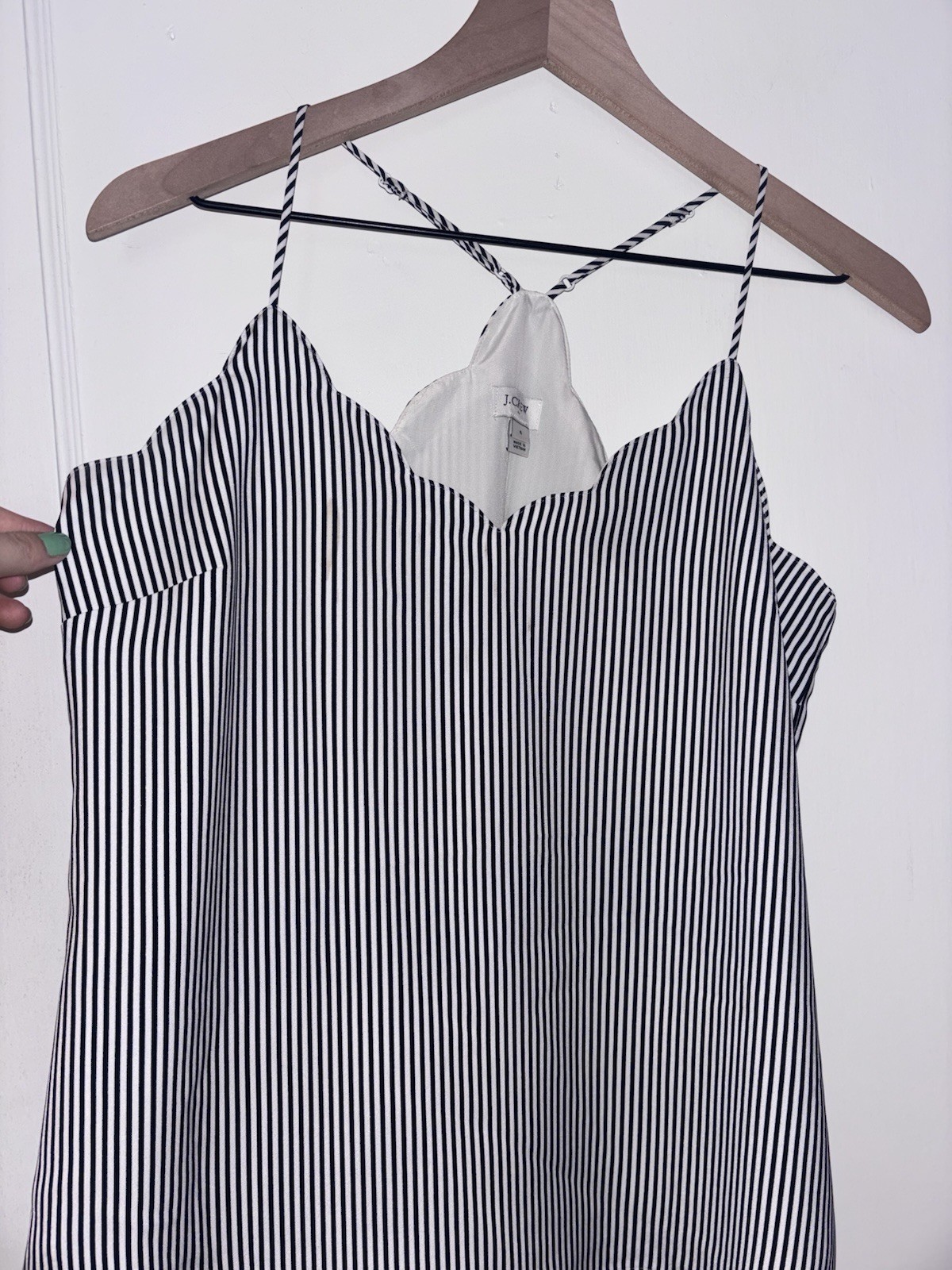 J. Crew Striped Scalloped Cami Top