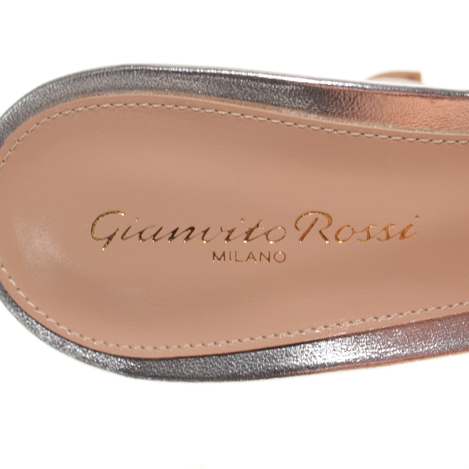 Gianvito Rossi NWB Wedge Sandals Size 40.5 (US 10.5) in Silver Leather & Silk
