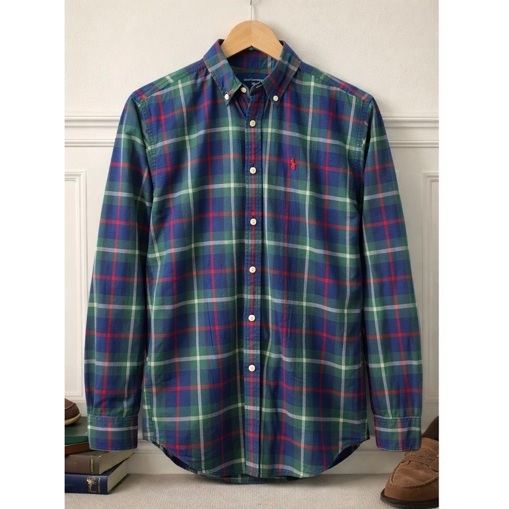 Ralph Lauren Plaid Button Down Shirt Boys Large 14-16 Embroidered Pony On Pocket
