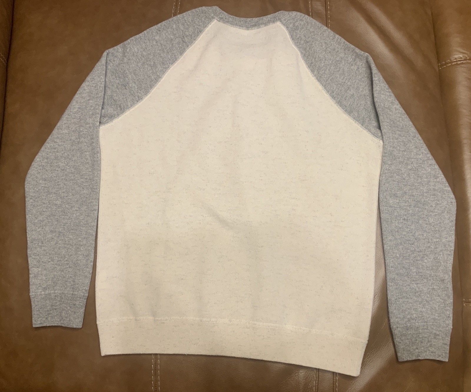 Vince Mens M Beige Gray Elbow Patch Cashmere Wool Crewneck Sweater MSRP$249