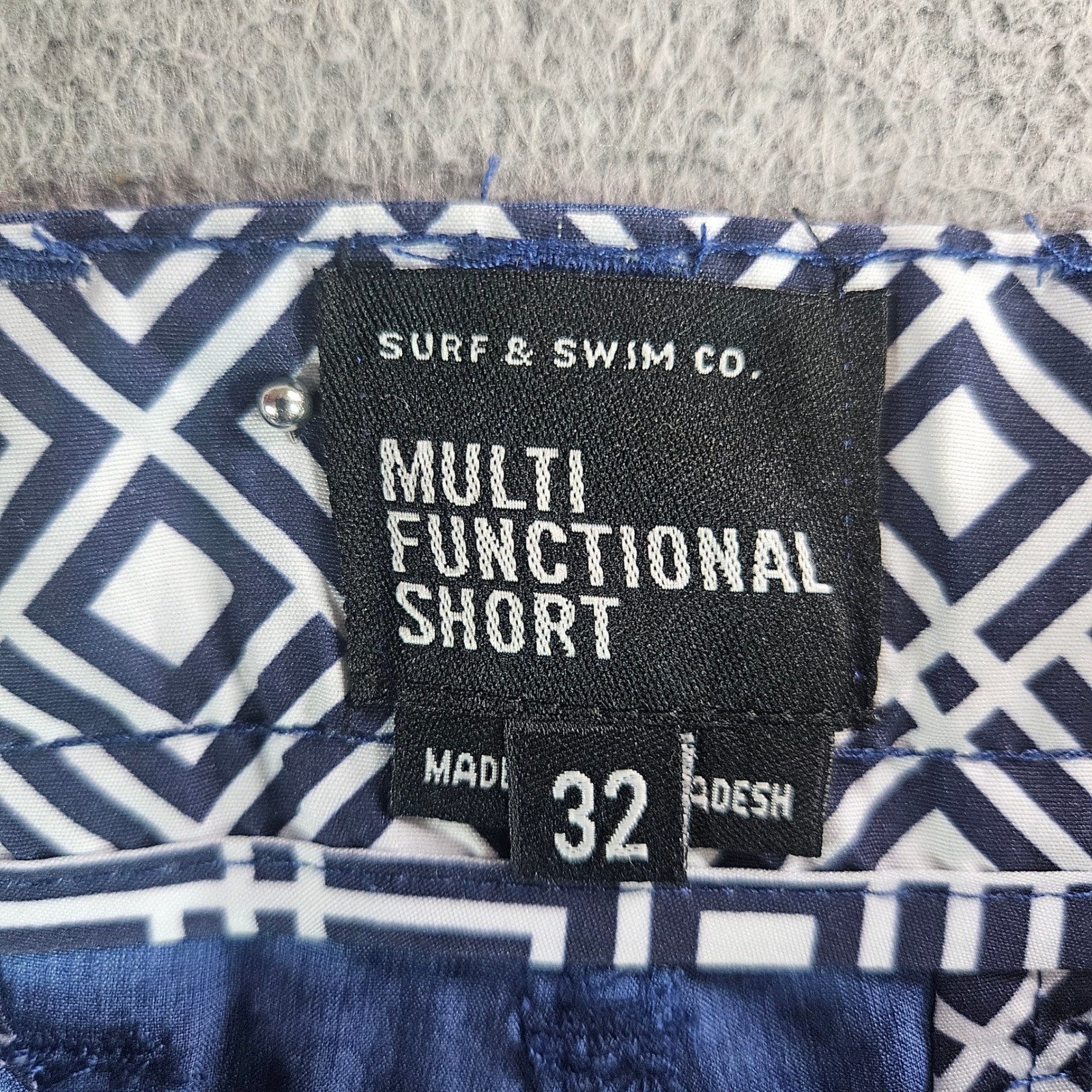 Surf & Swim Co Mens Blue Multi Functional Hybrid Shorts Sz 32 Stretch Swim Surf
