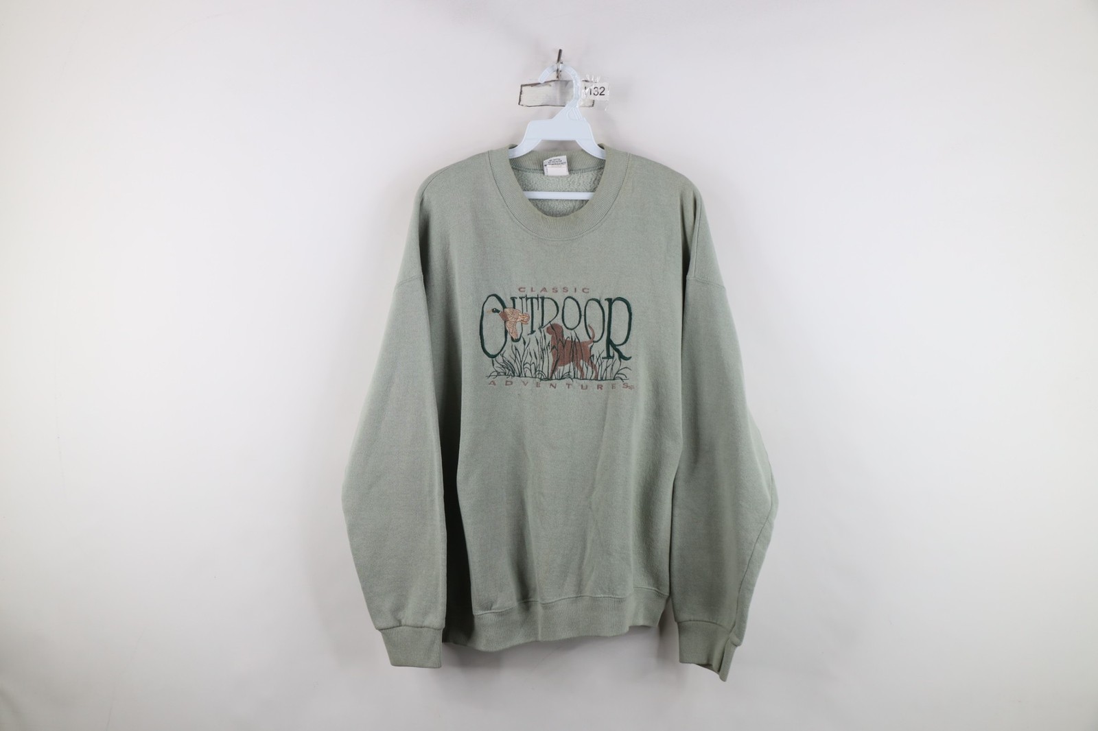 Vtg 90s Streetwear Mens XL Faded Classic Outdoor Adventures Dog Sweatshirt USA