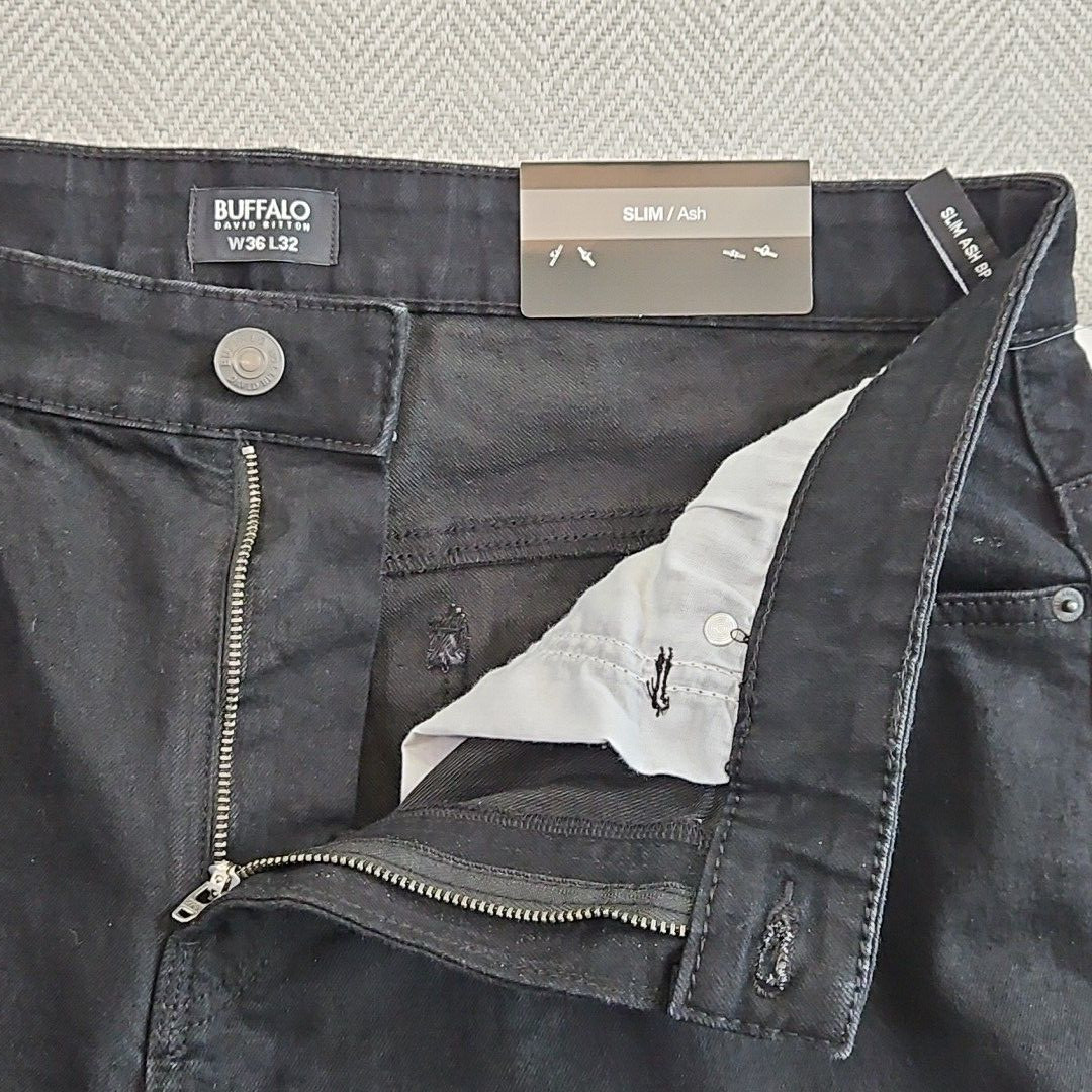 Buffalo David Bitton Ash Jeans Men’s Size W36 L32 Black Slim Fit NWT Classic