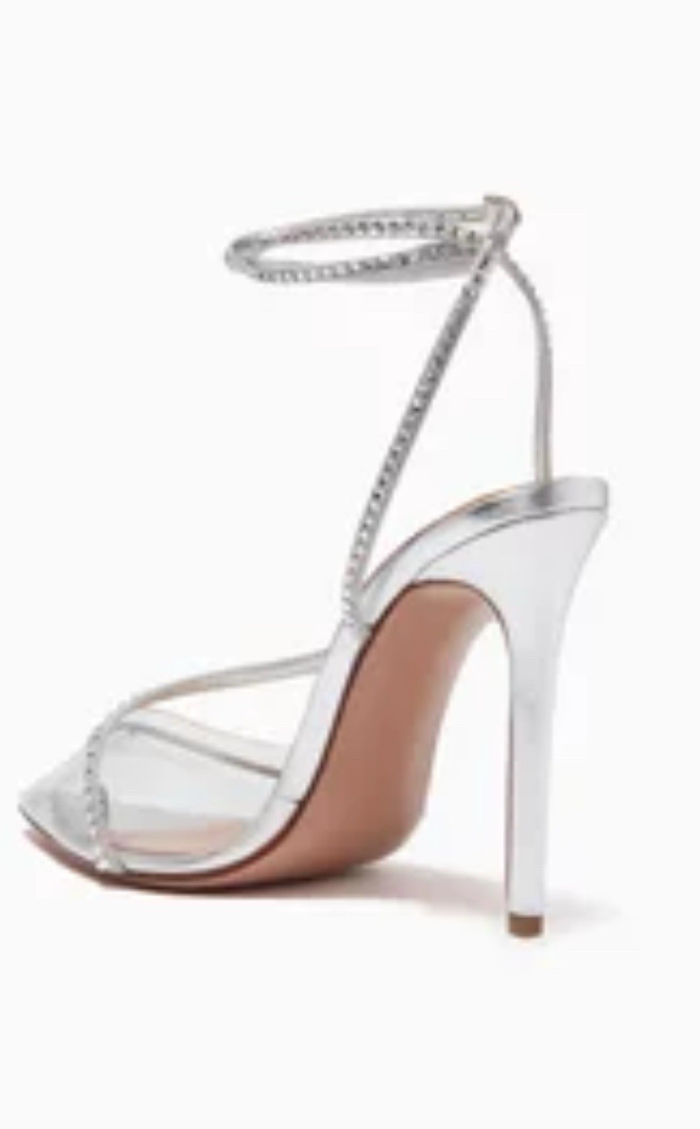 ANDREA WAZEN Silver Metallic Crystal DASSY SUNSET PVC Ankle WrapHeel EU39/8-8.5M