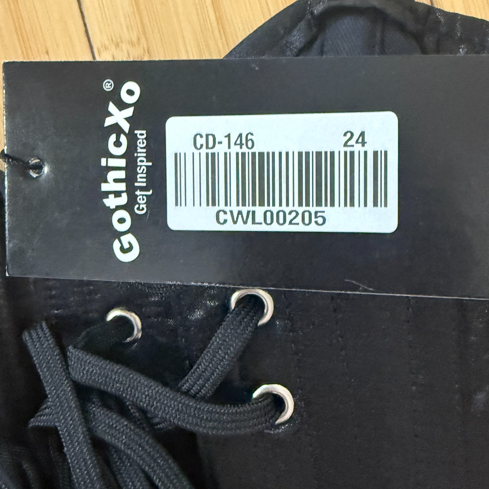 GothicXO Corset Underbust Black Glossy Lace Up Corset Size 24 New With Tags