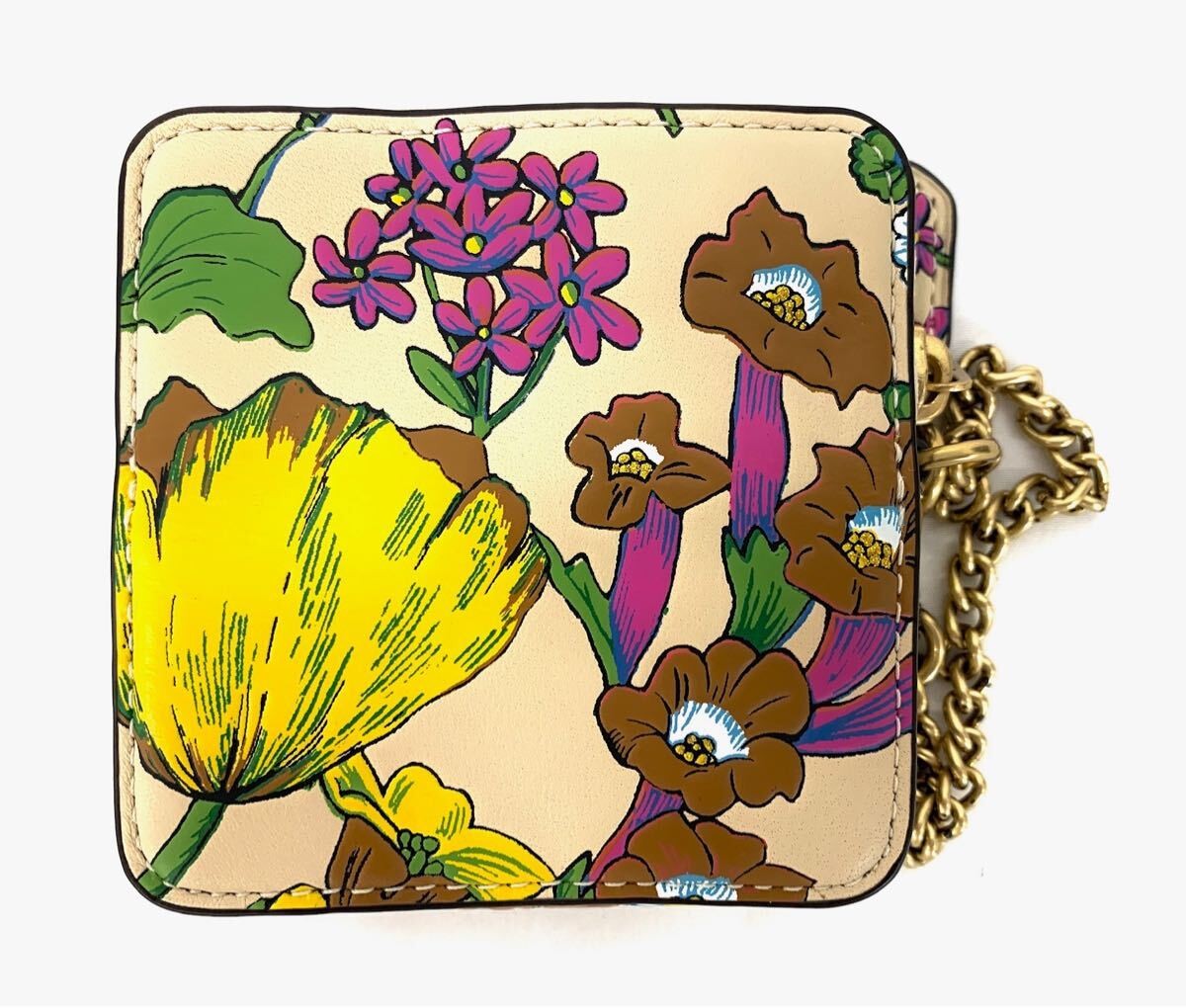 T12 043 Condition COACH Floral Coin Case Leather Pouch