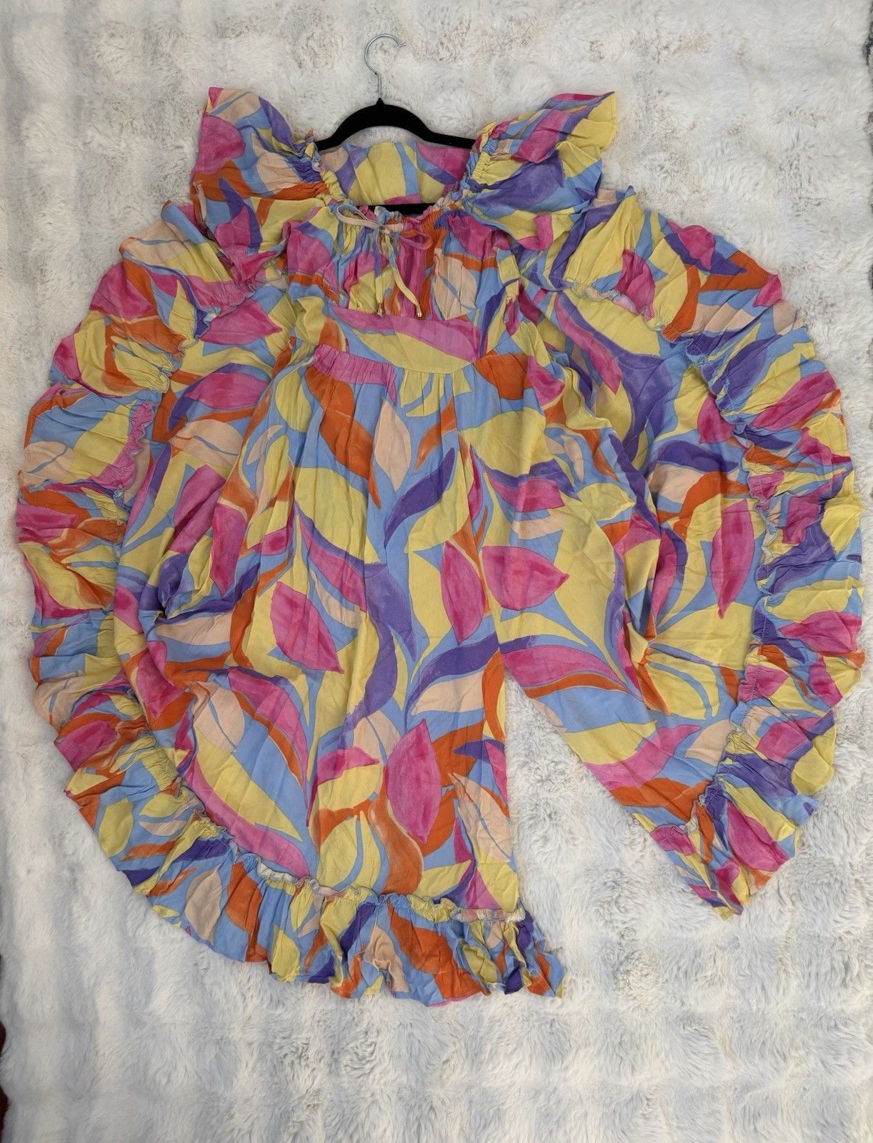 Petal + Pup Off Shoulder Floral Maxi Dress Multicolor Rayon Woven XS