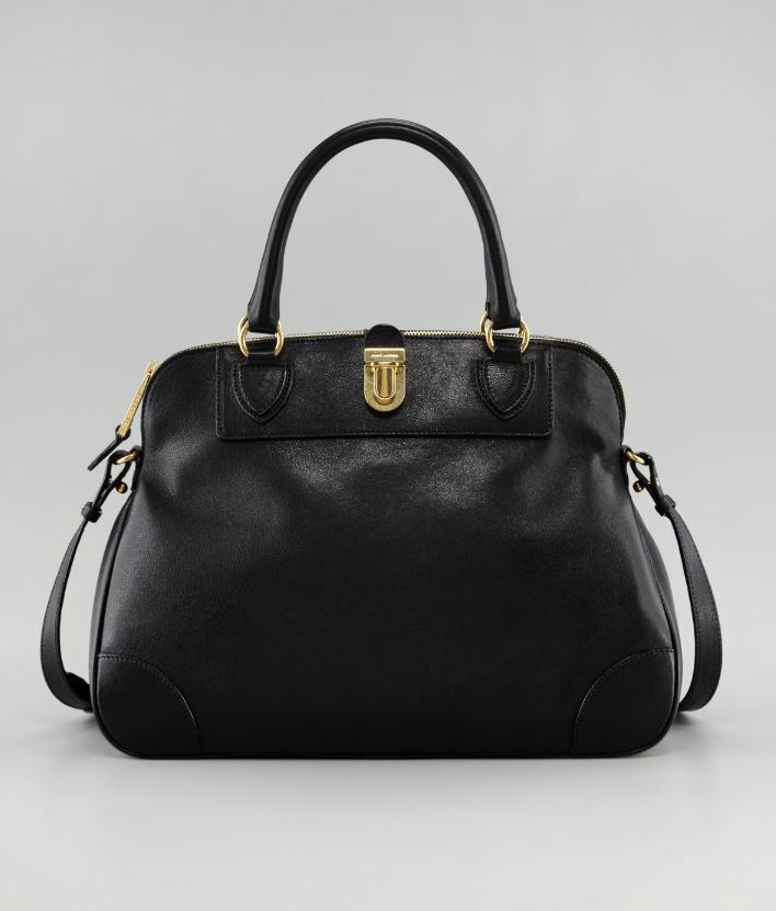 Marc Jacobs Satchel Crossbody Top Handle Whitney 80912 Black Brass Zip Push-Lock