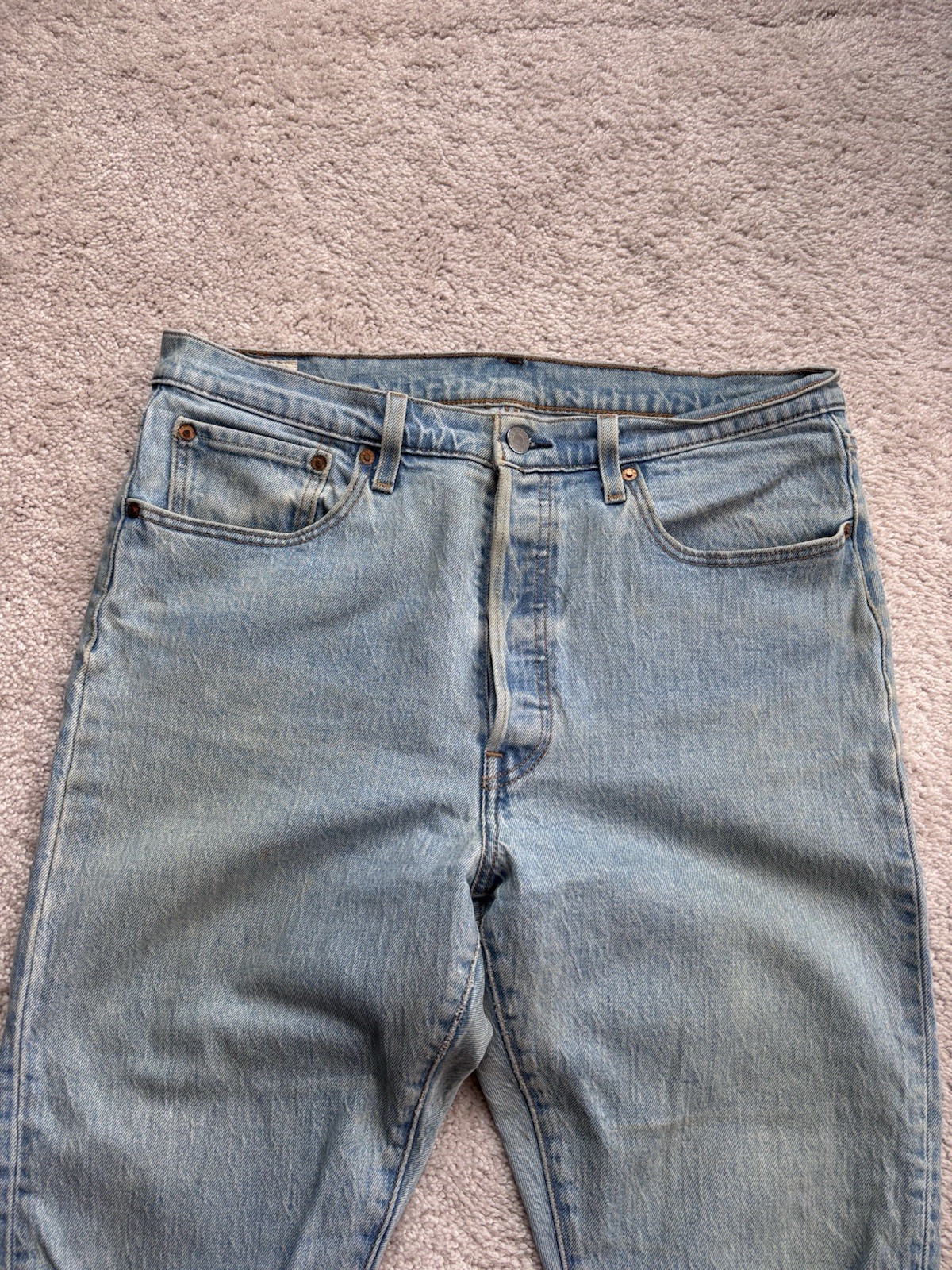 Levi’s Jeans 501 Men’s Blue Straight Regular Fit Leather Patch 32 x 30