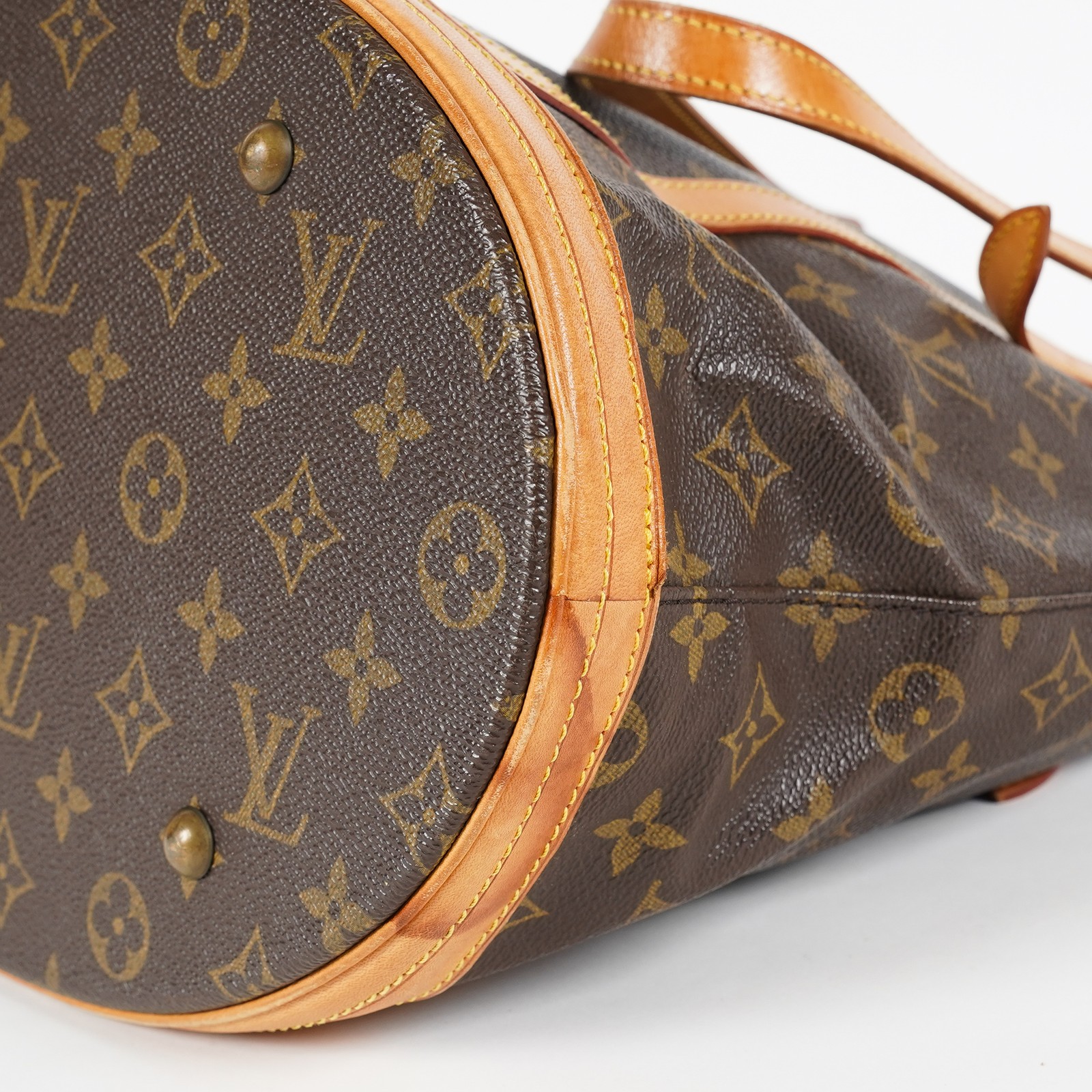 Louis Vuitton Monogram Bucket GM M42236 Tote Bag Brown w/Pouch Used 07E072420019