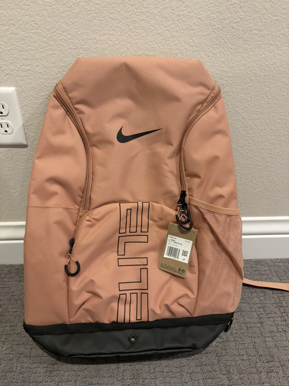 Nike Varsity Elite Hoops Backpack (32L) Rose Gold Black HM9965 688 New