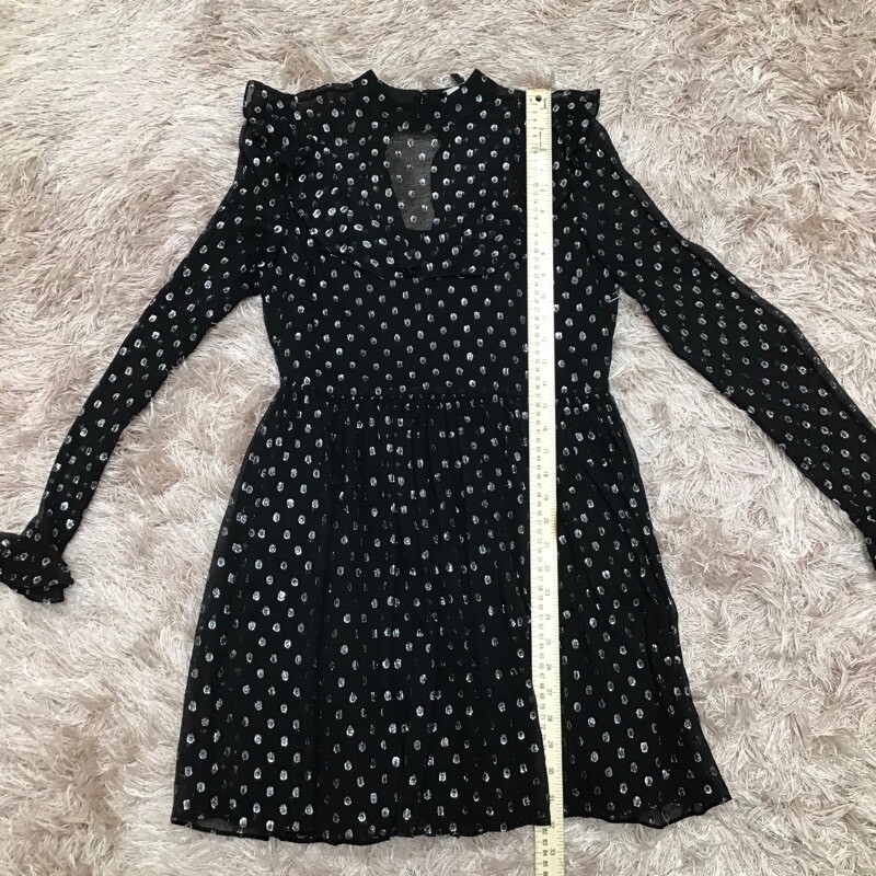 Robert Rodriguez Womens A Line Dress Black Polka Dot Ruffle Keyhole Back 2 New