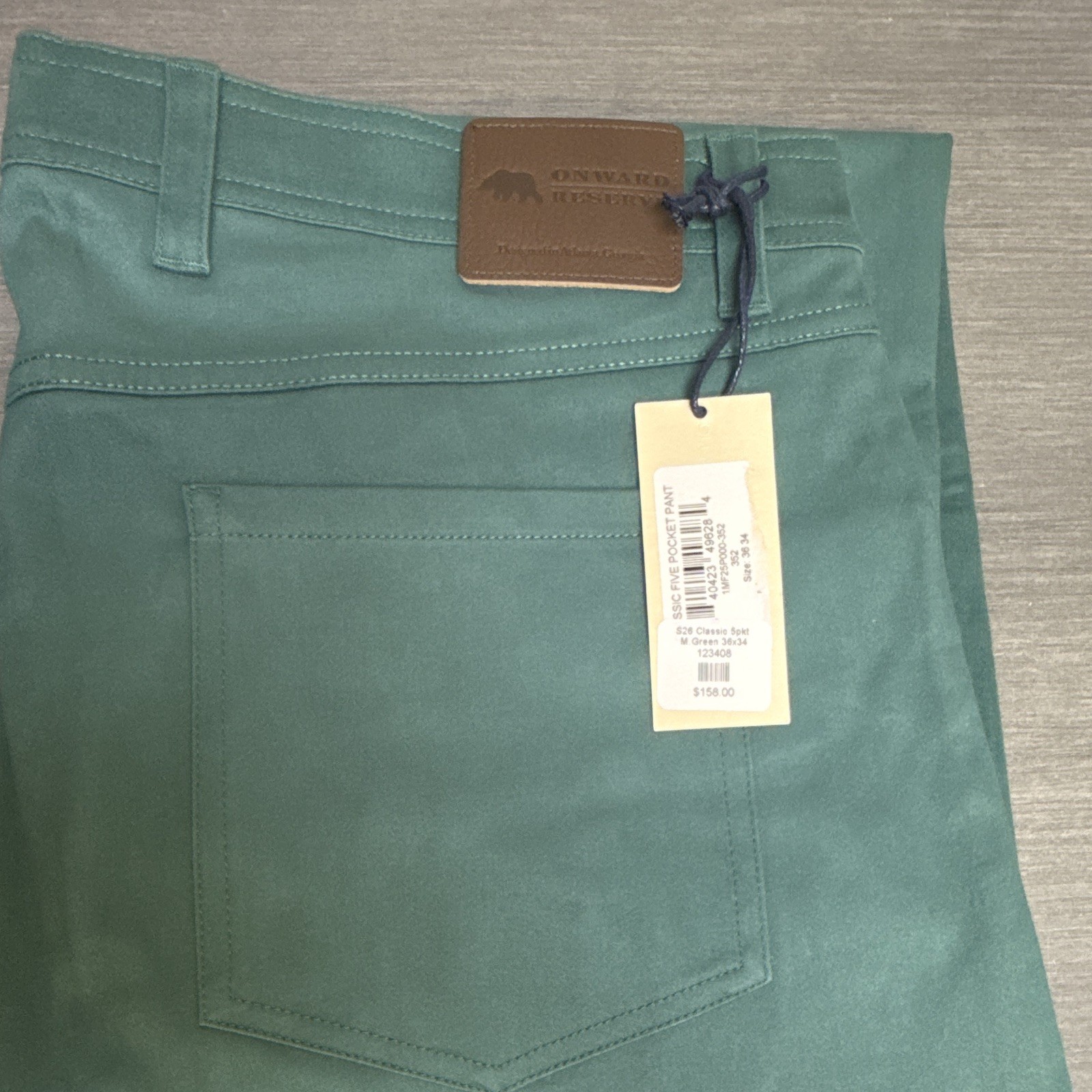 New with Tags Onward Reserve Men’s Green Solid 5-Pocket Pants Regular Fit