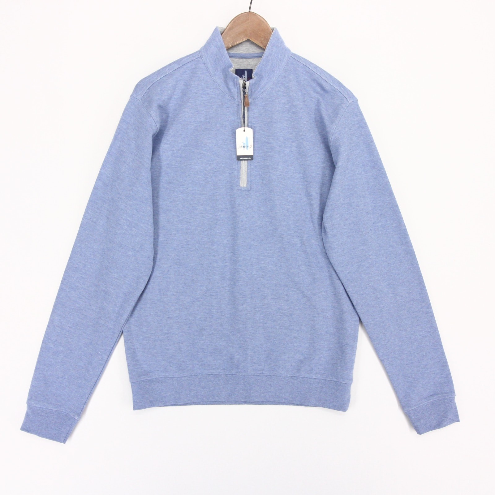 Johnnie-O Sully Pullover Mens Small Laguna Blue Heather 1/4 Zip Golf Mock Neck