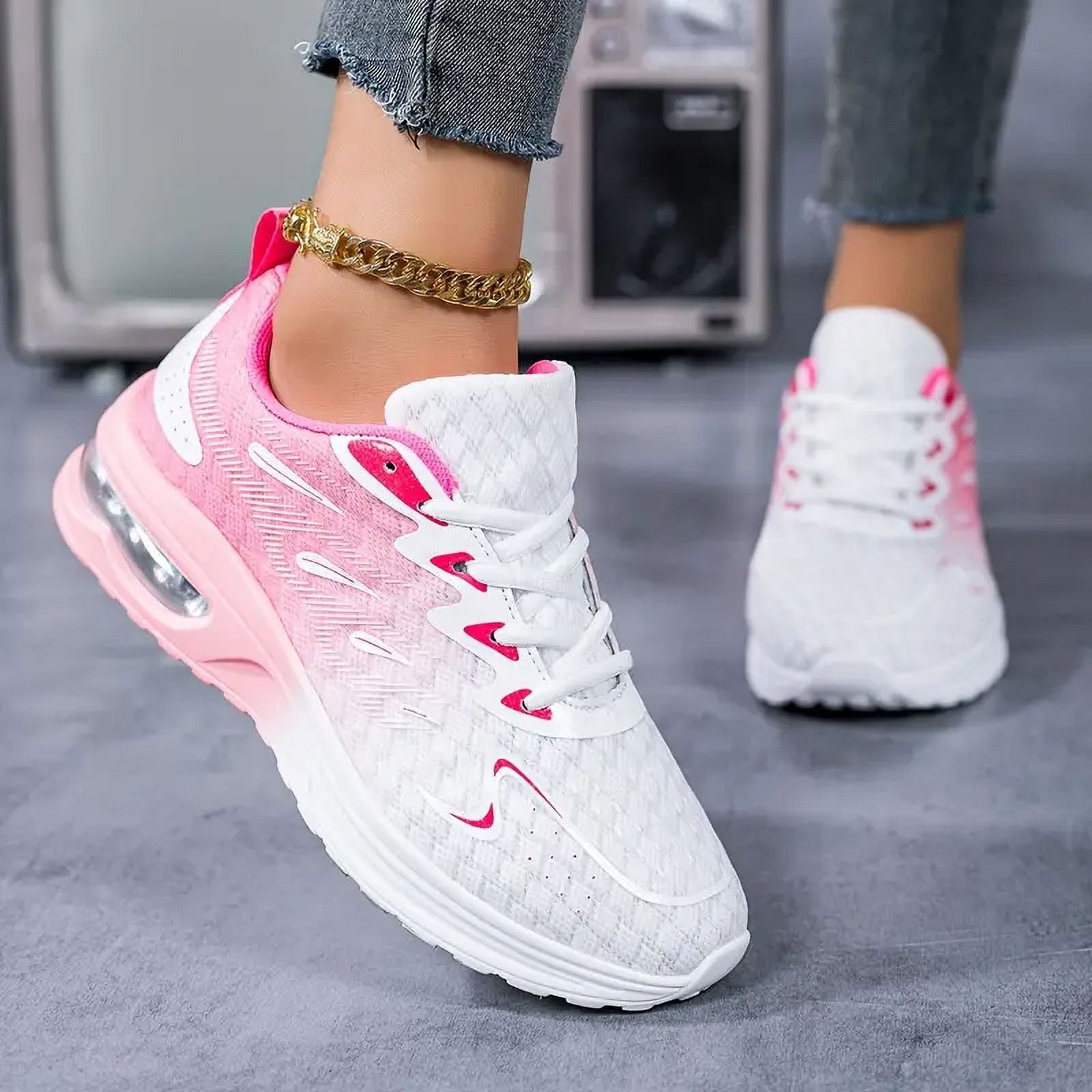 Women’s Orthopedic Walking Sneakers Breathable Mesh Non-Slip Cushion Pink