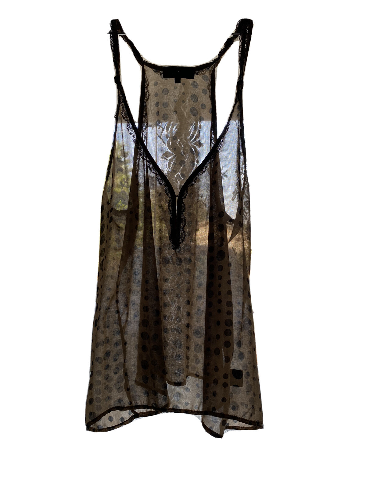 Vintage Sheer Polka Dot Lace Flowing Tank Top Twee Retro Hippie Boho Mod 90s Y2K