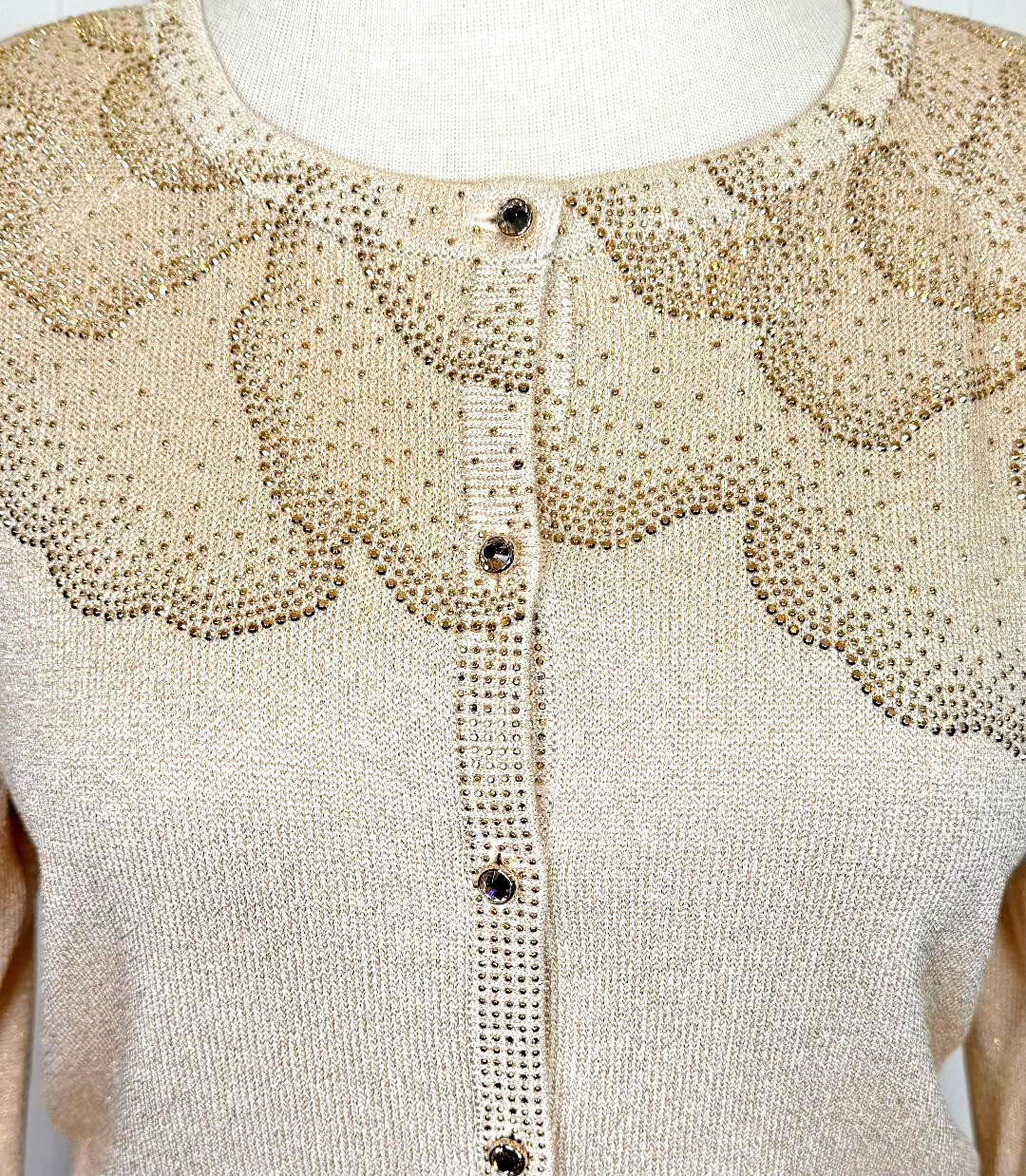 GORGEOUS ST.JOHN 2 PIECE JACKET EXTRA LONG SKIRT GOLD KNIT PAILETTES NWT SIZE 10