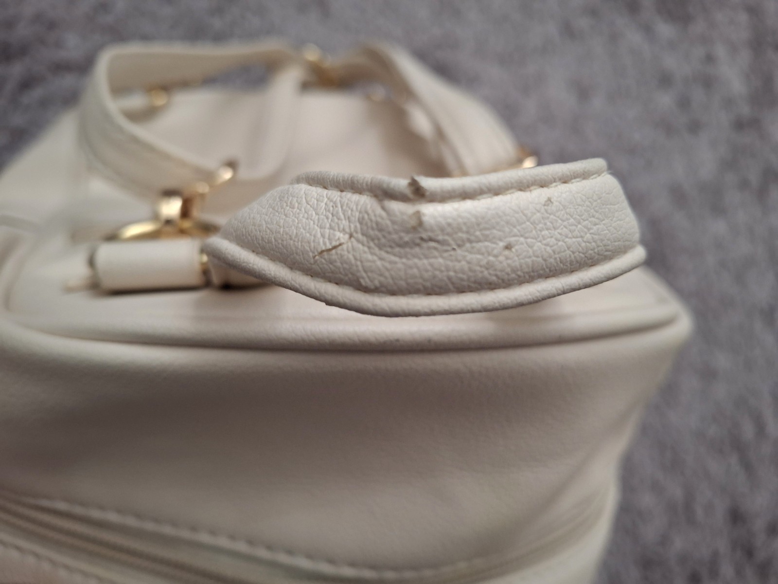 Ecosusi Women’s Cream Mini Small Backpack Bow Gold Zip Close Adjustable Straps