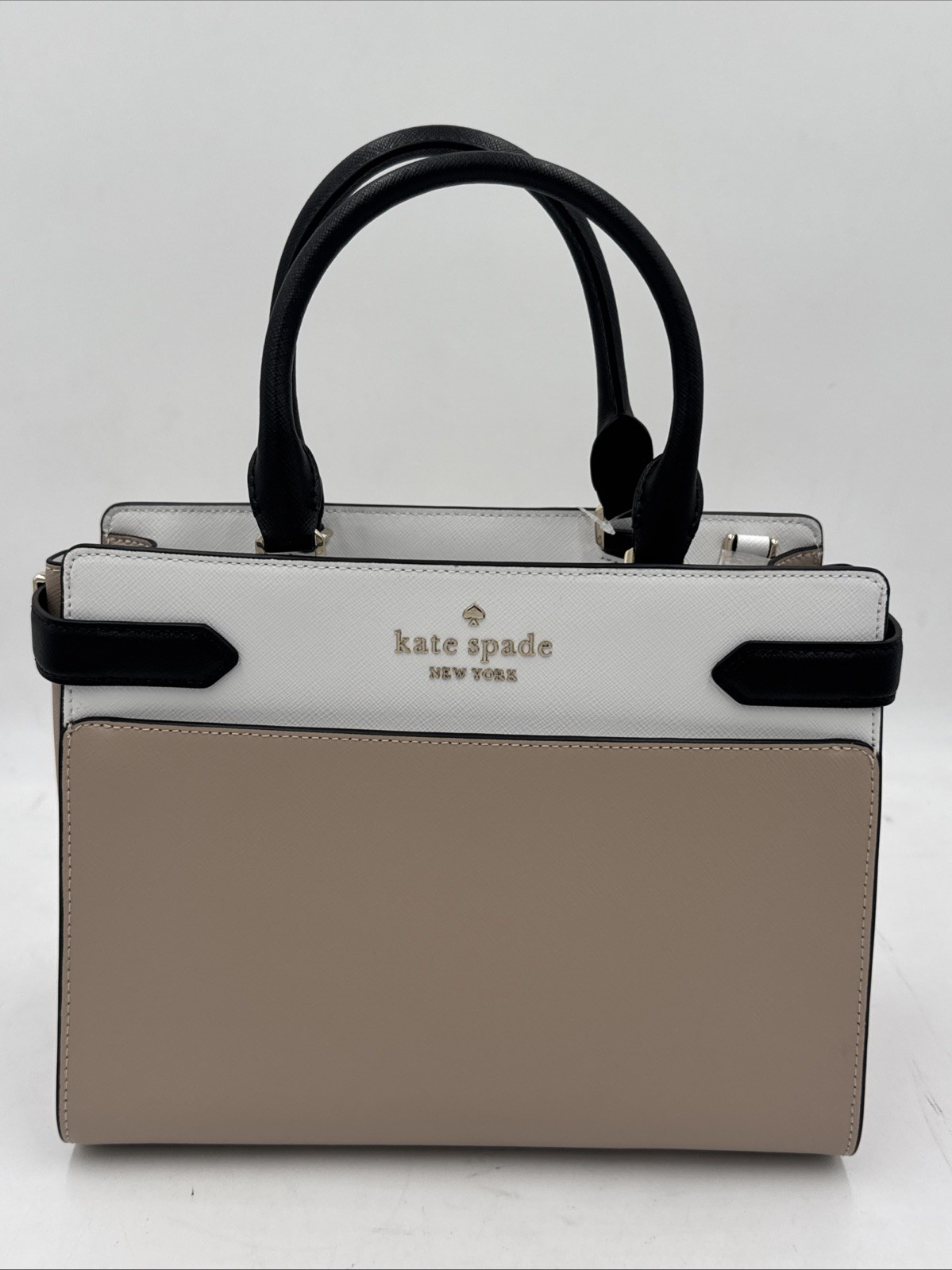 Kate Spade Staci Colorblock Medium Top Zip Satchel Warm Beige Multi