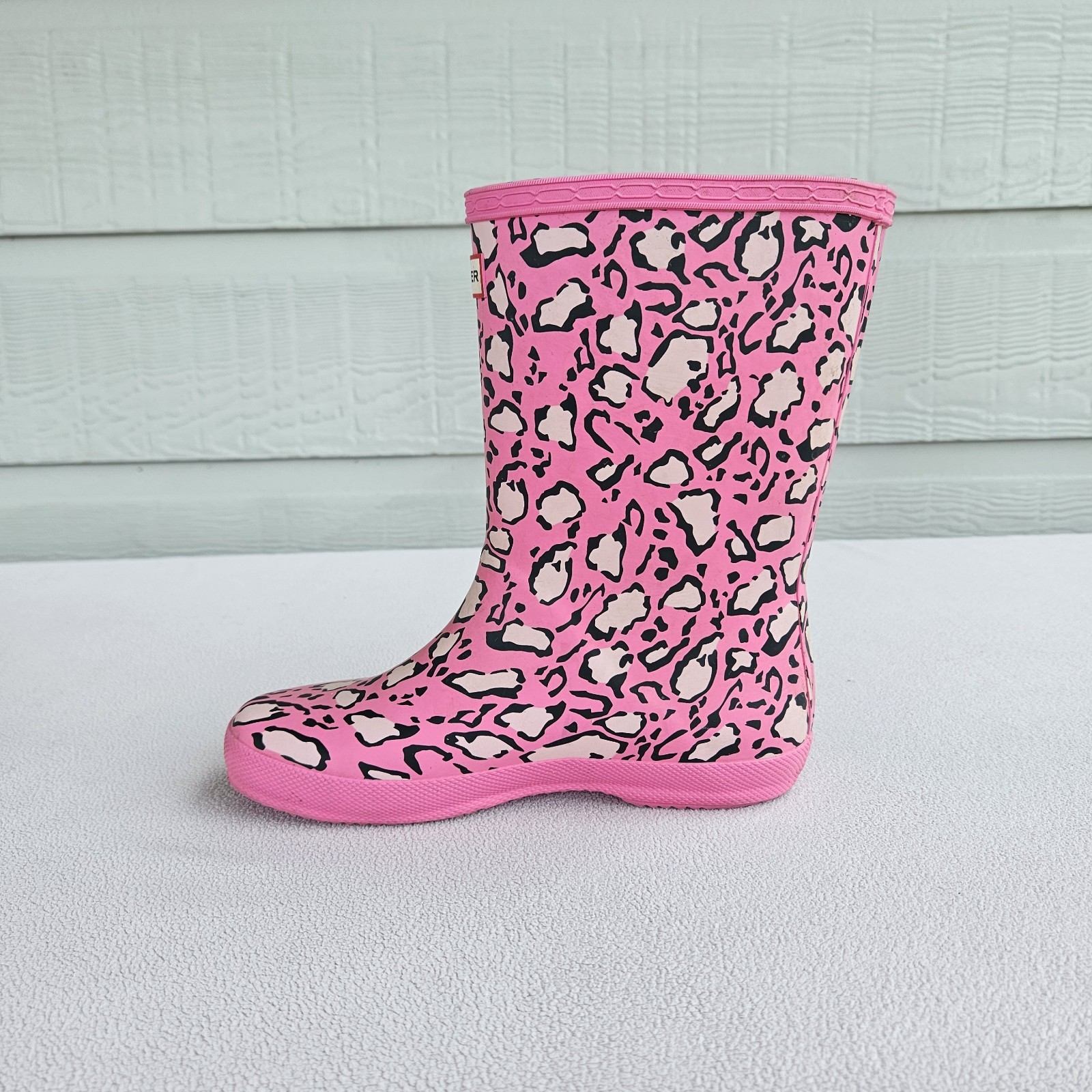 Hunter Kids First Classic Leopard Print Rain boot Pink Waterproof US 13 UK 11