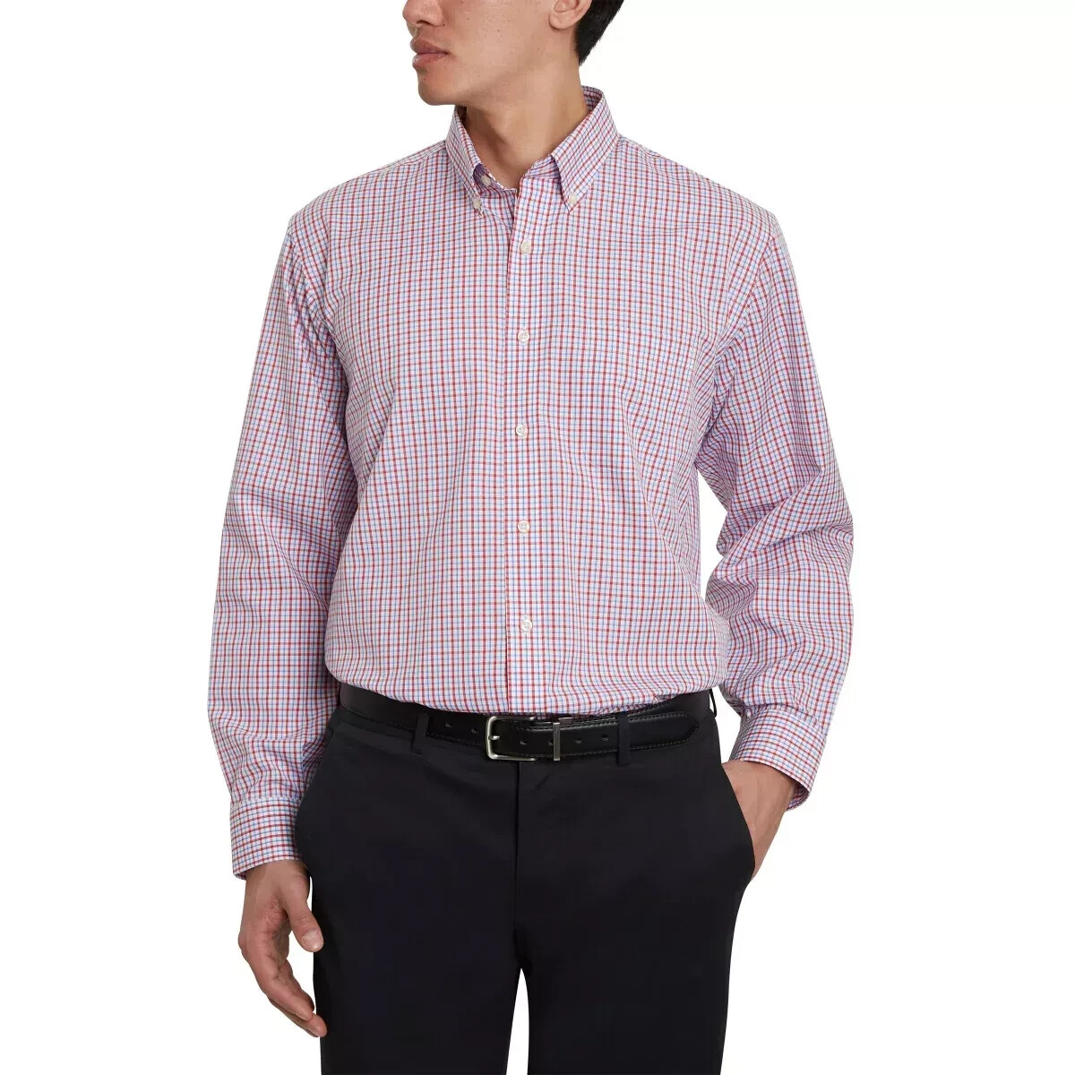 Kirkland Signature Men’s Traditional Fit Dress Shirt, Plaid , Red 16.5 X 32/33