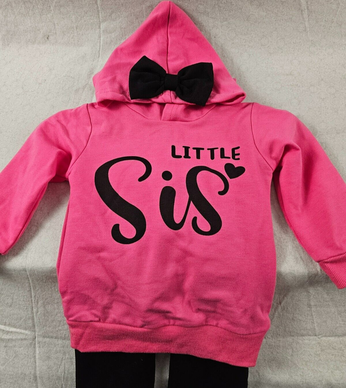 Little Sister Letter Print Long Sleeve Hooded Sweatshirt + Jogging Pants