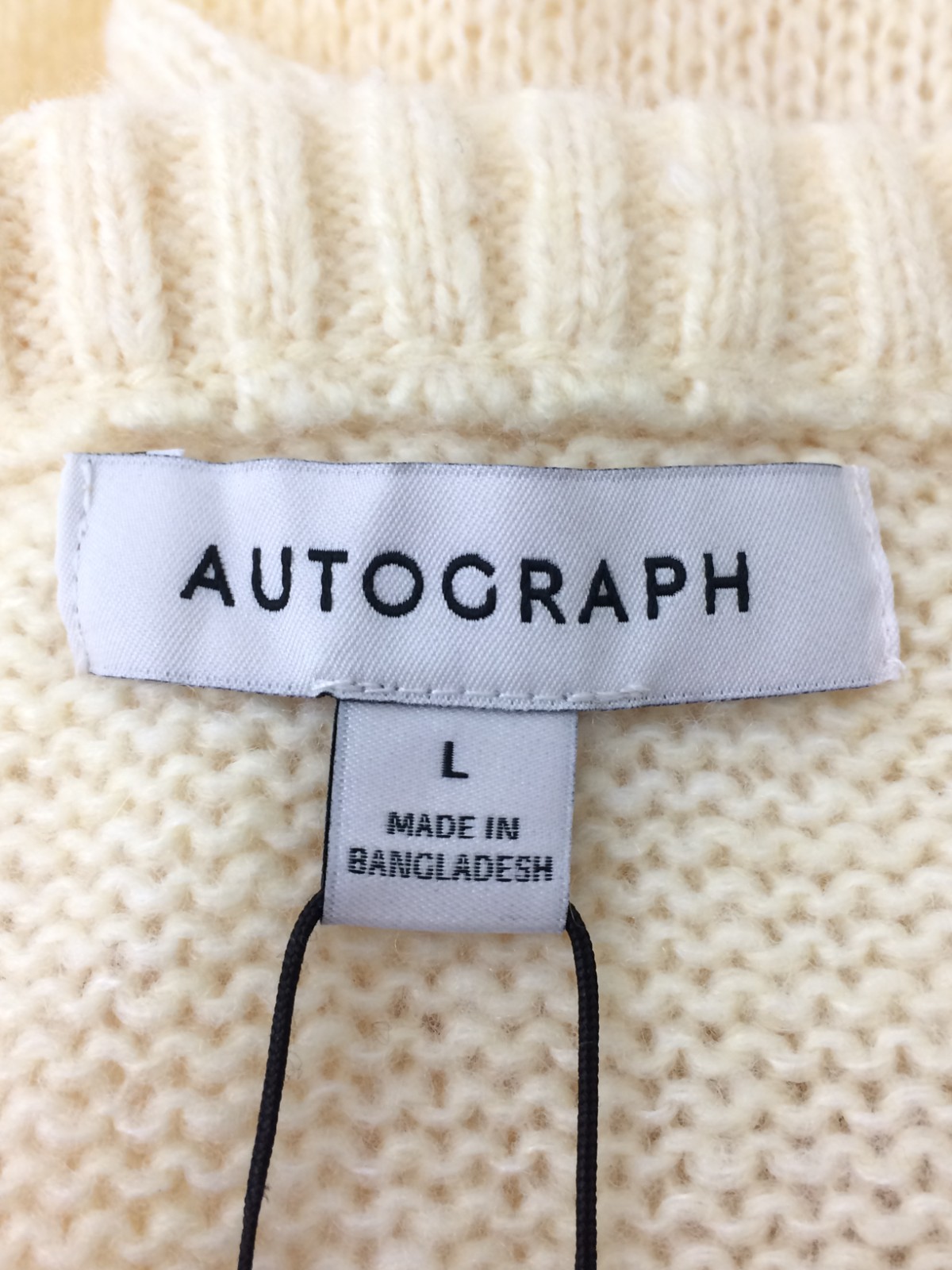 Autograph Women’s Jumper Vest Size L Pale Straw Knit S/Sleeve V-Neck Rib Hem New