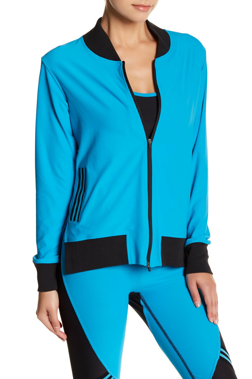 WOMEN size MED Stretch BOMBER JACKET Top RUN Sport FITNESS Yoga ATHLETIC Workout