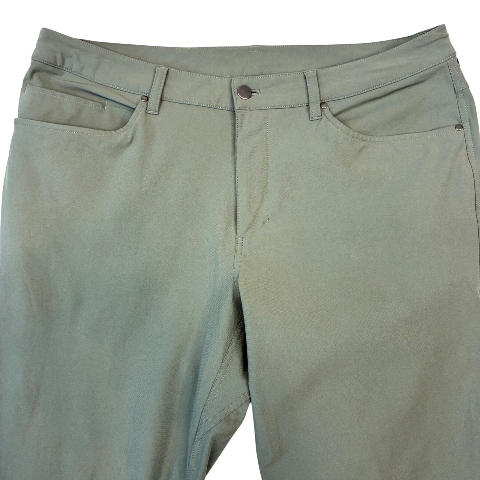 Lululemon ABC Pant Slim Men 36×32 Sage Green Warpstreme 5-Pocket Commuter