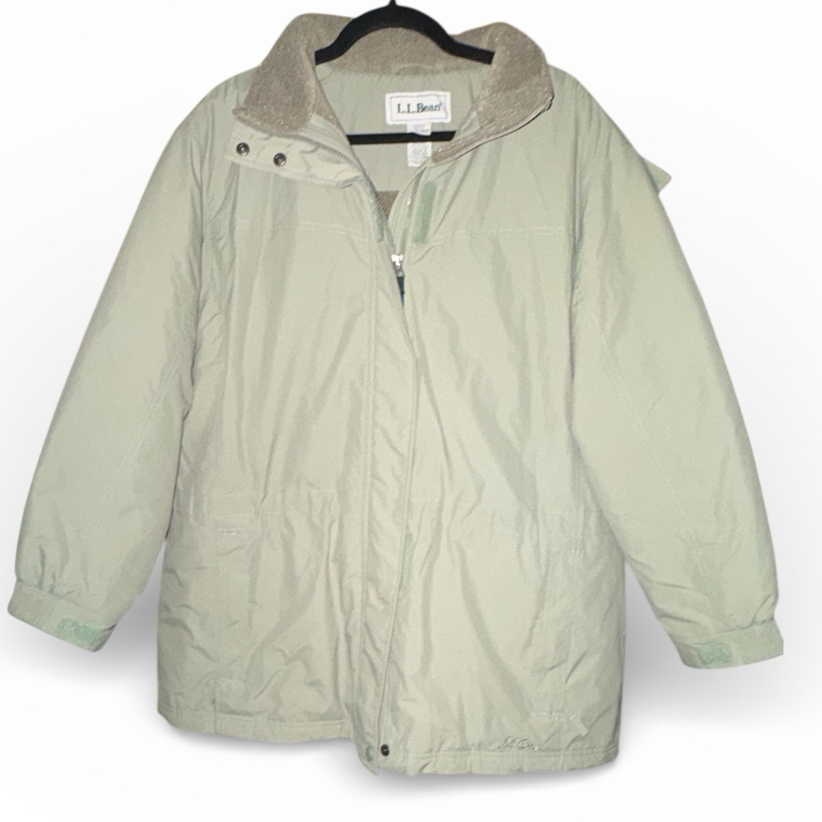 LL Bean Jacket Womens Large Thinsulate Fleece Lined Quilted Hooded Toggle Waist