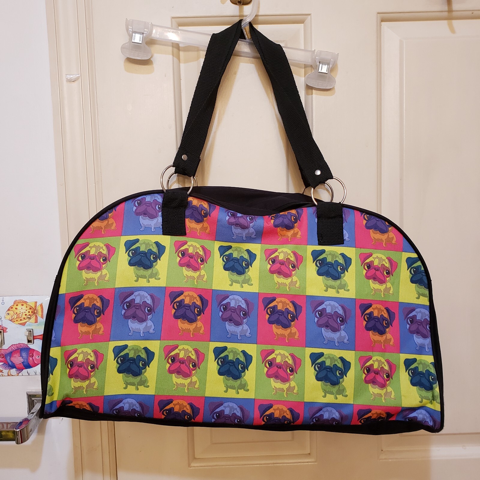 Warhol Style Pop Art Pug Dog Graphic Tote Bag 19 x 1 1 x 5 Double Handle