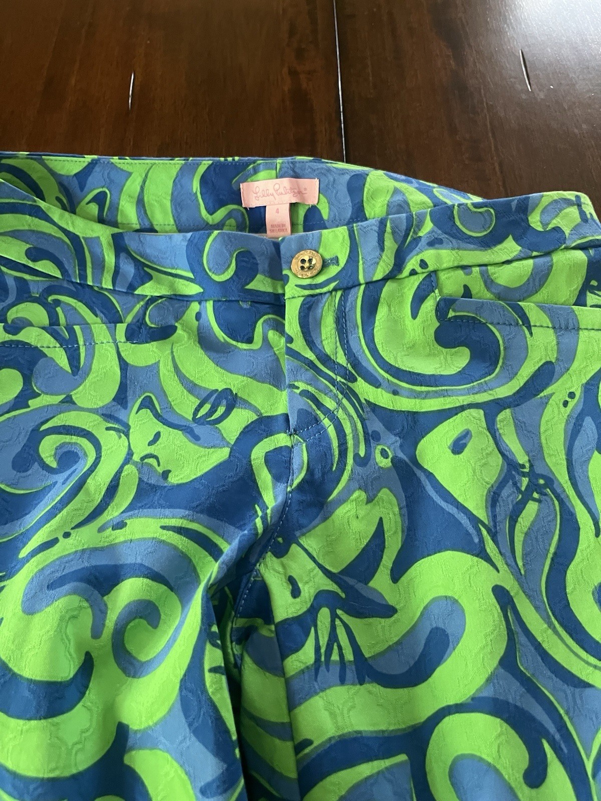 Lilly Pulitzer Kelly Ankle Pant Canopy Green I’m No Angel Swirl Disco Artsy 4