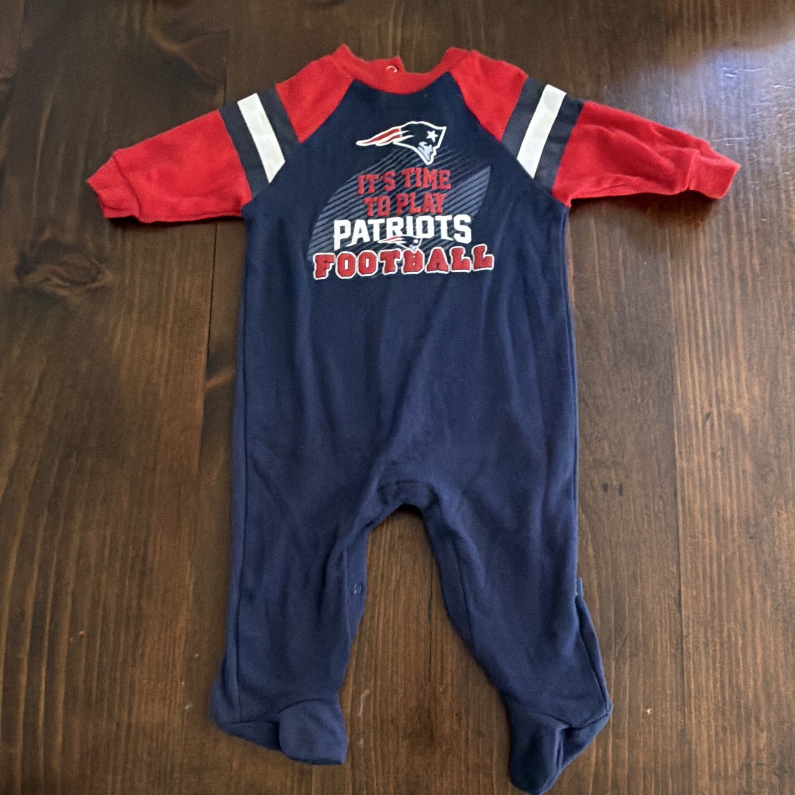 Gerber NFL Patriots Footed Sleeper One-Piece Cotton Knit Long Sleeve 3-6M