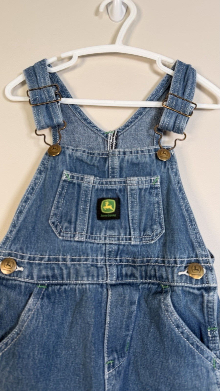 John Deere Toddler Boys Denim Overalls Size 2T Blue Medium Wash Bibs Buckle