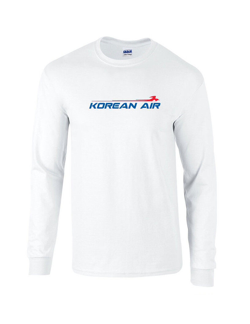 Korean Air Retro Logo Long Sleeve Airline of Korea Asia Fly Travel Tee Shirt