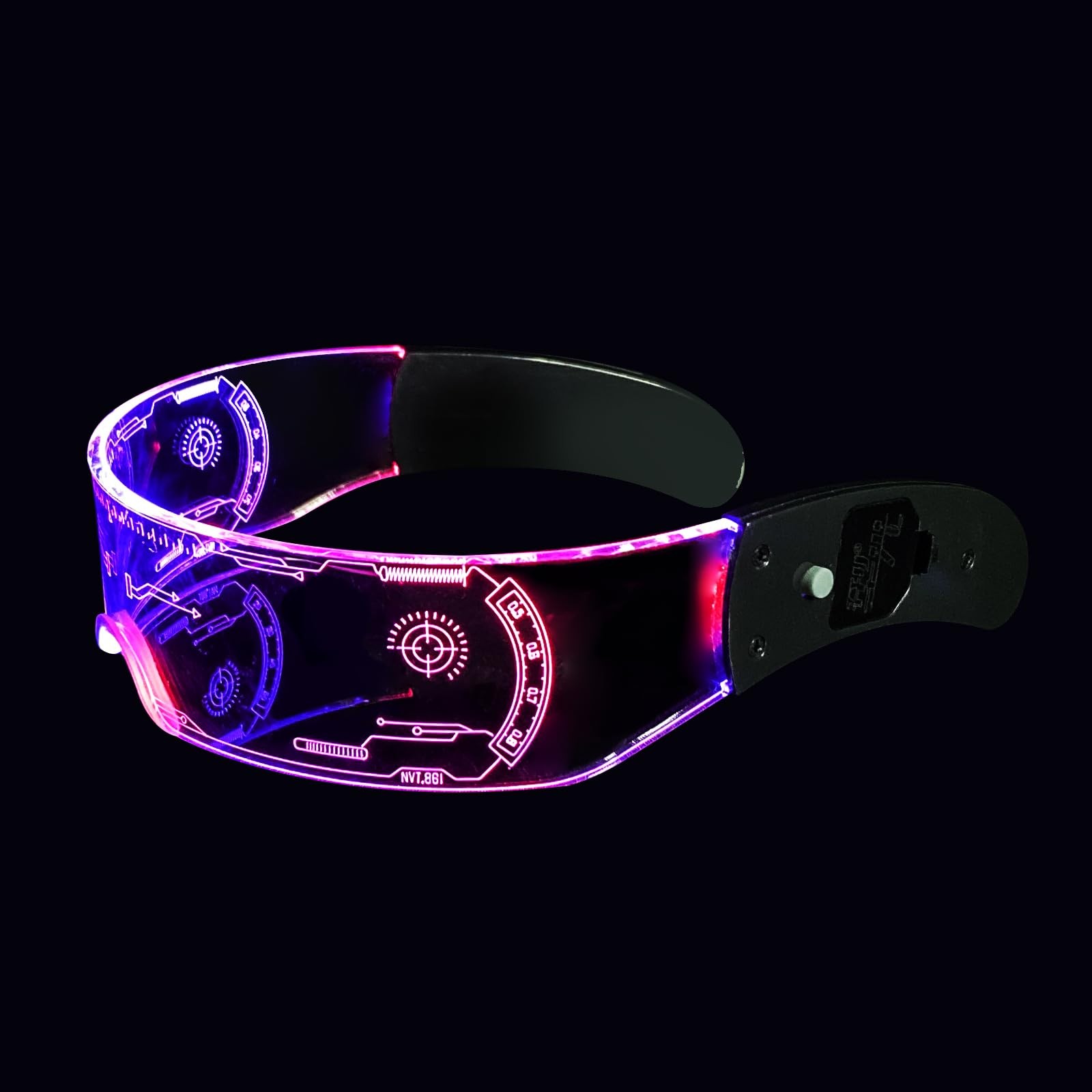 GLITCHCORE Led Visor Light Up Glasses 7 Colors and 4 Modes Large, A2