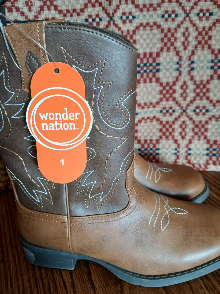 Brown Western Boots, Cowboy Boots, Brand New, Wonder Nation Brand, Boys Size 1