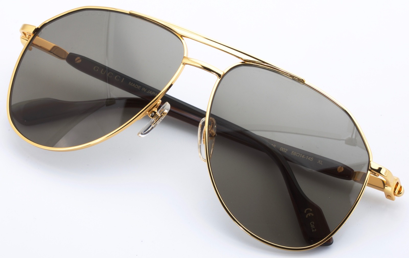 Brand New Authentic Gucci Brown Gold High Bridge Fit GG1220 S 002 Sunglass