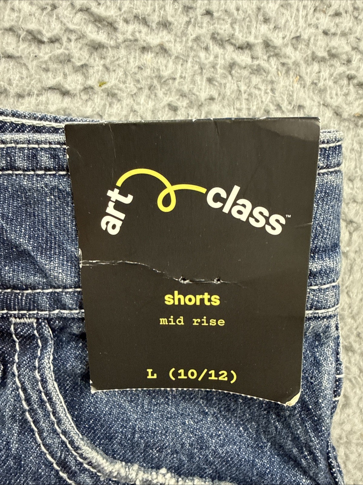 Art Class Shorts Girls Large 10/12 Denim Jean Mid Rise Shortie Medium Wash
