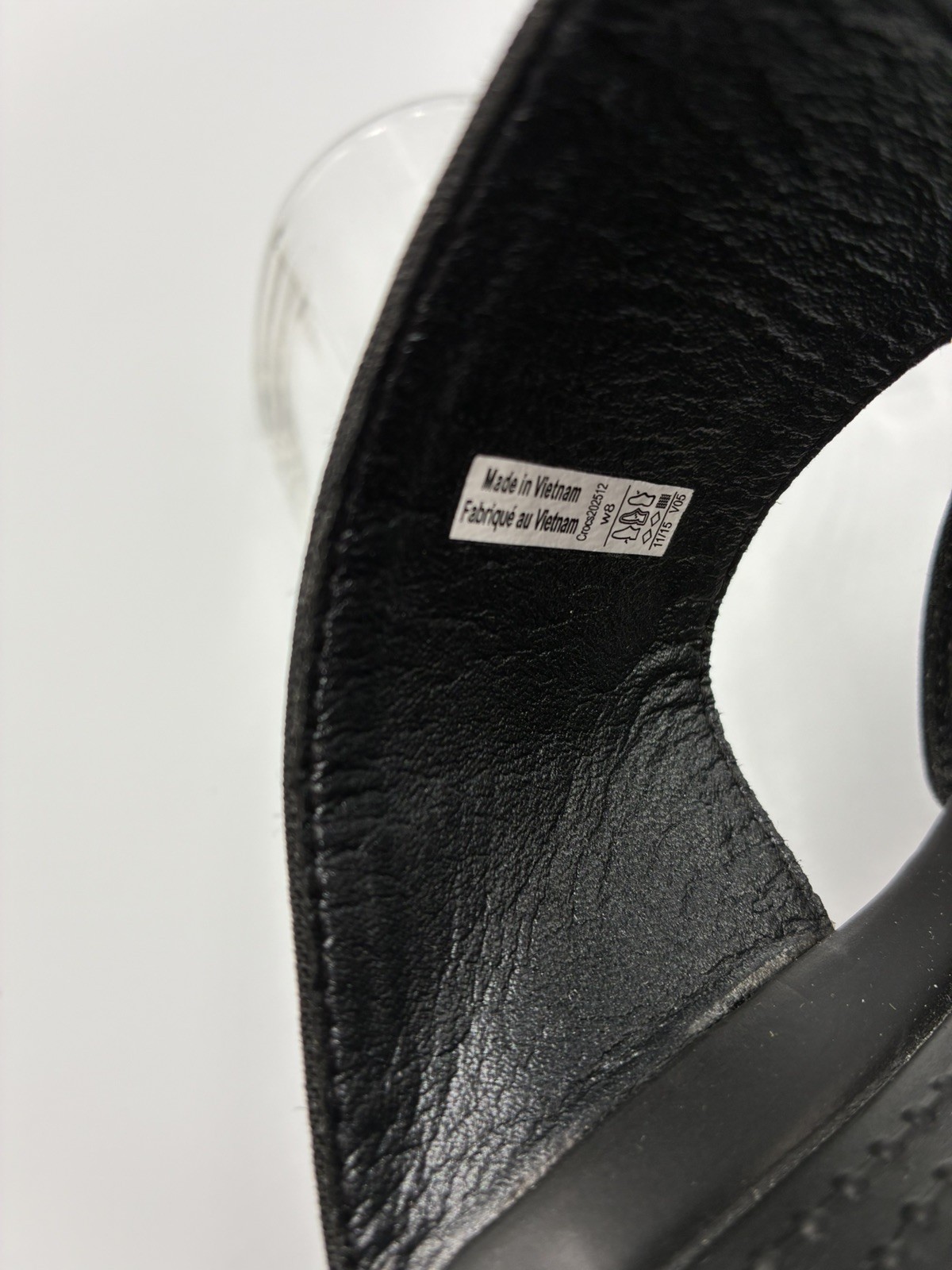 Women’s Crocs Leigh II Cross-Strap Wedge Sandals Black Canvas Platform Slides 8