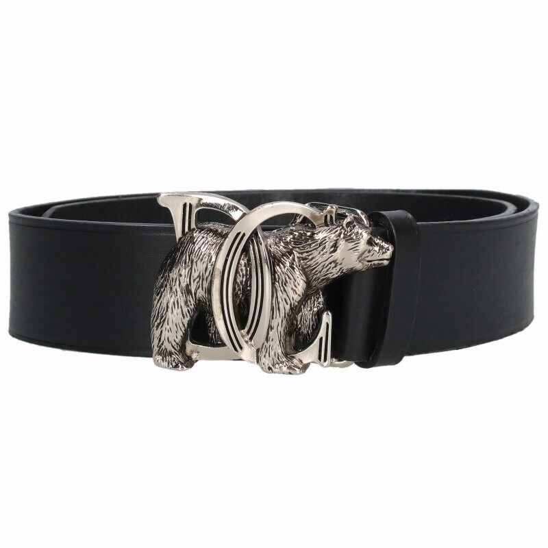 Dsquared2 Men’s Black Dress Belt Adjustable Silver-Tone Bear Buckle 70