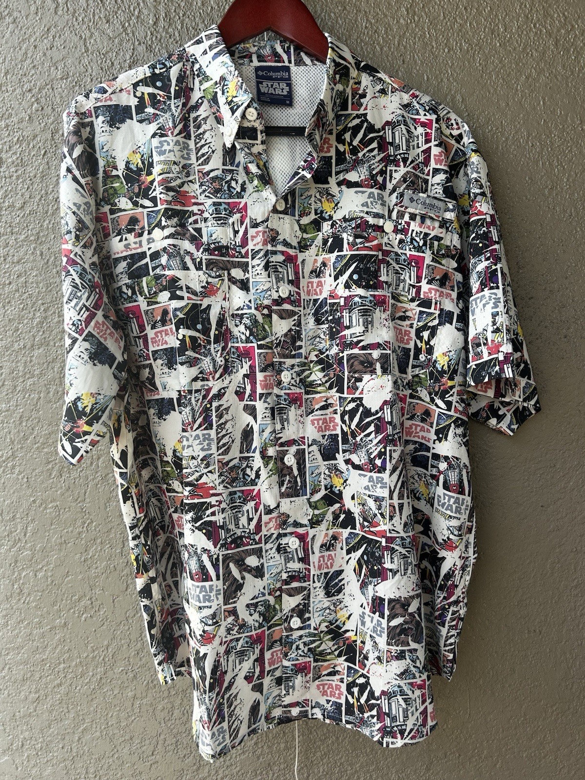 Columbia Mens Star Wars Super Tamiami PFG Short Sleeve Shirt Size M